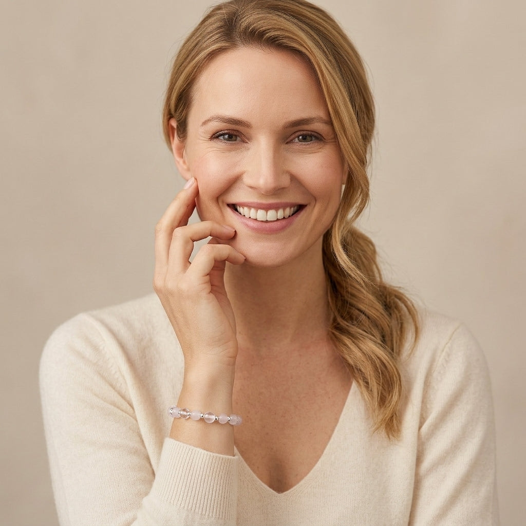 Rosenquarz & Bergkristall Armband | 925 Sterling Silber - Lifestyle