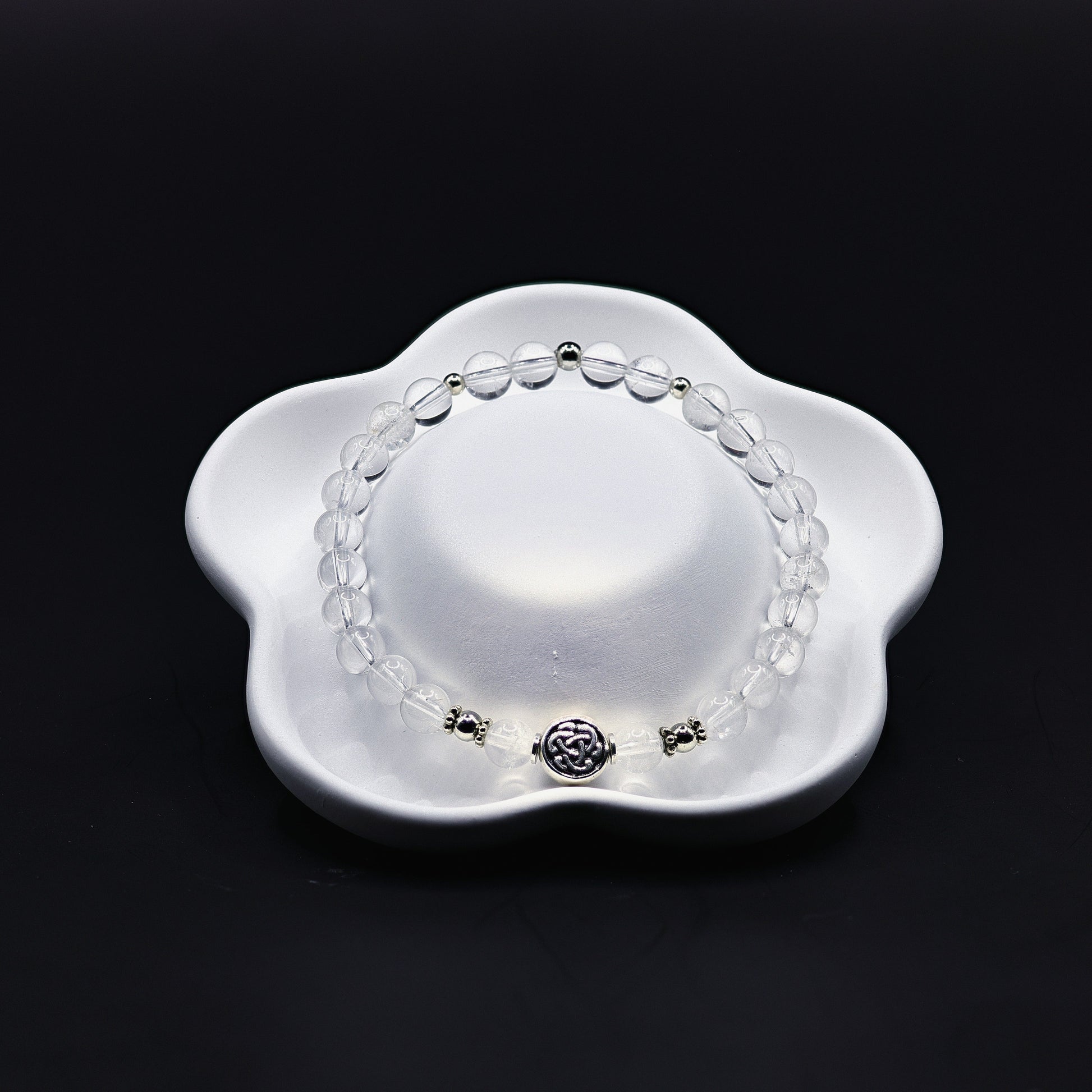 Bergkristall-Armband mit keltischem Liebesknoten aus 925 Sterling Silber