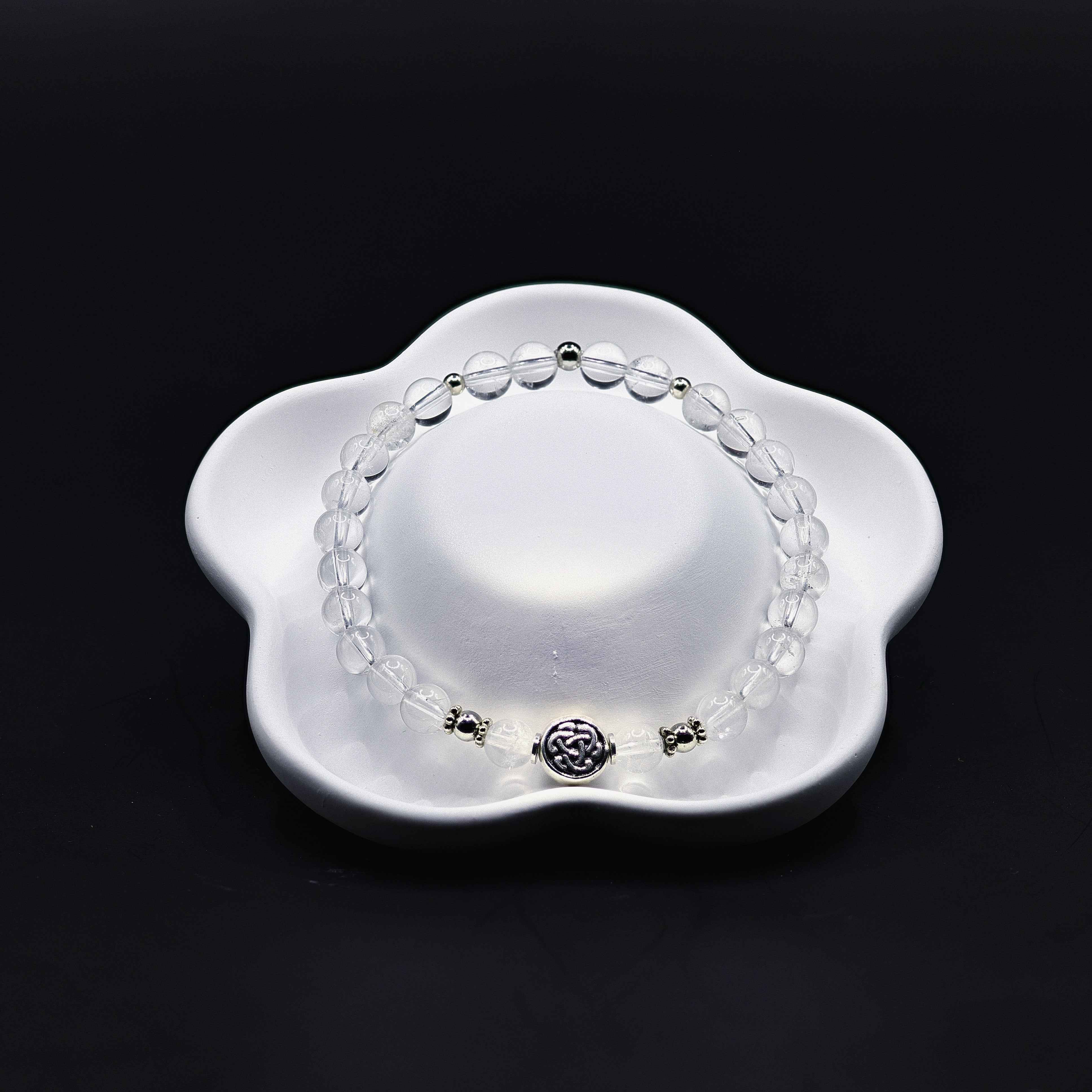 Bergkristall-Armband mit keltischem Liebesknoten aus 925 Sterling Silber