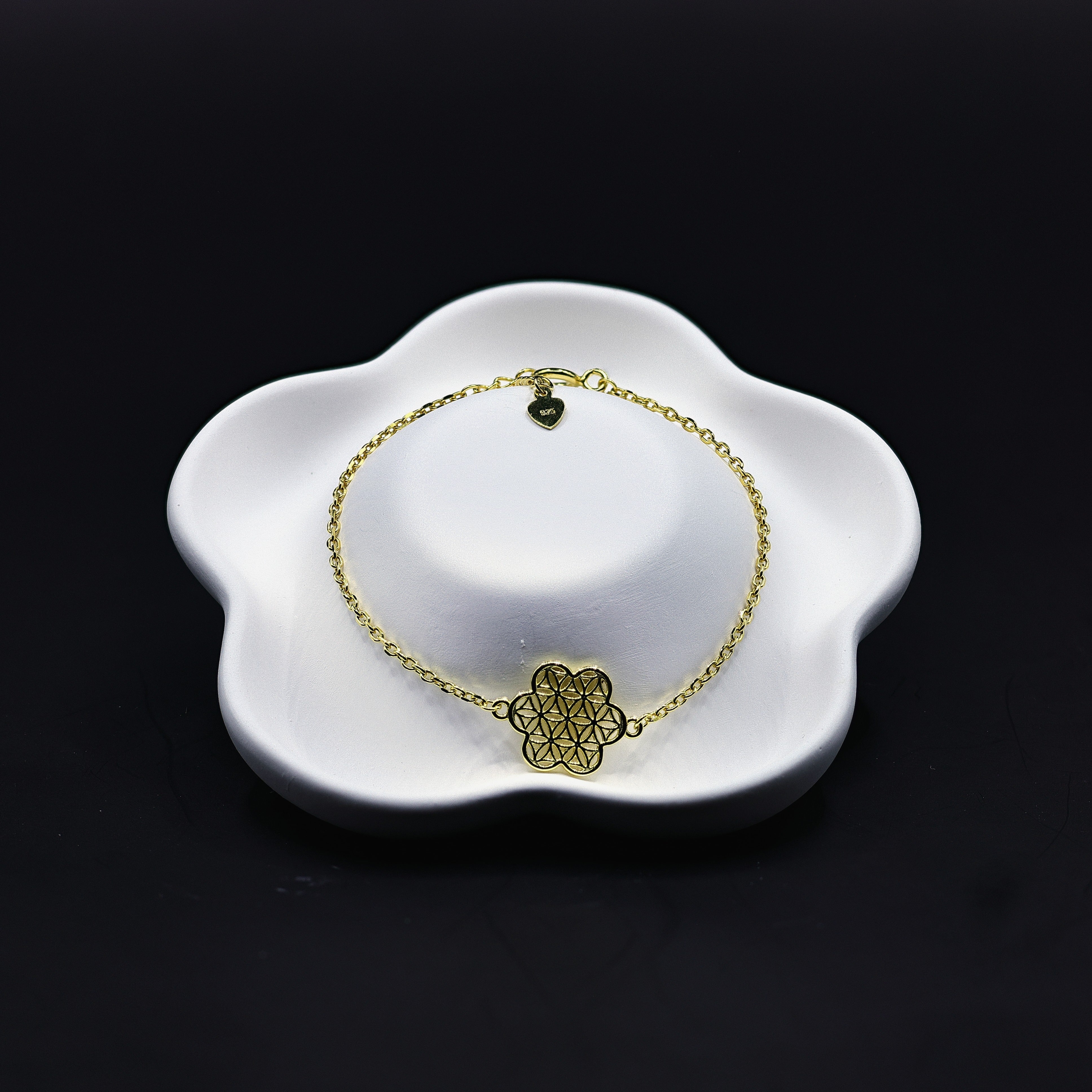Blume des Lebens Armband aus Silbervergoldet mit geometrischem Kreismuster