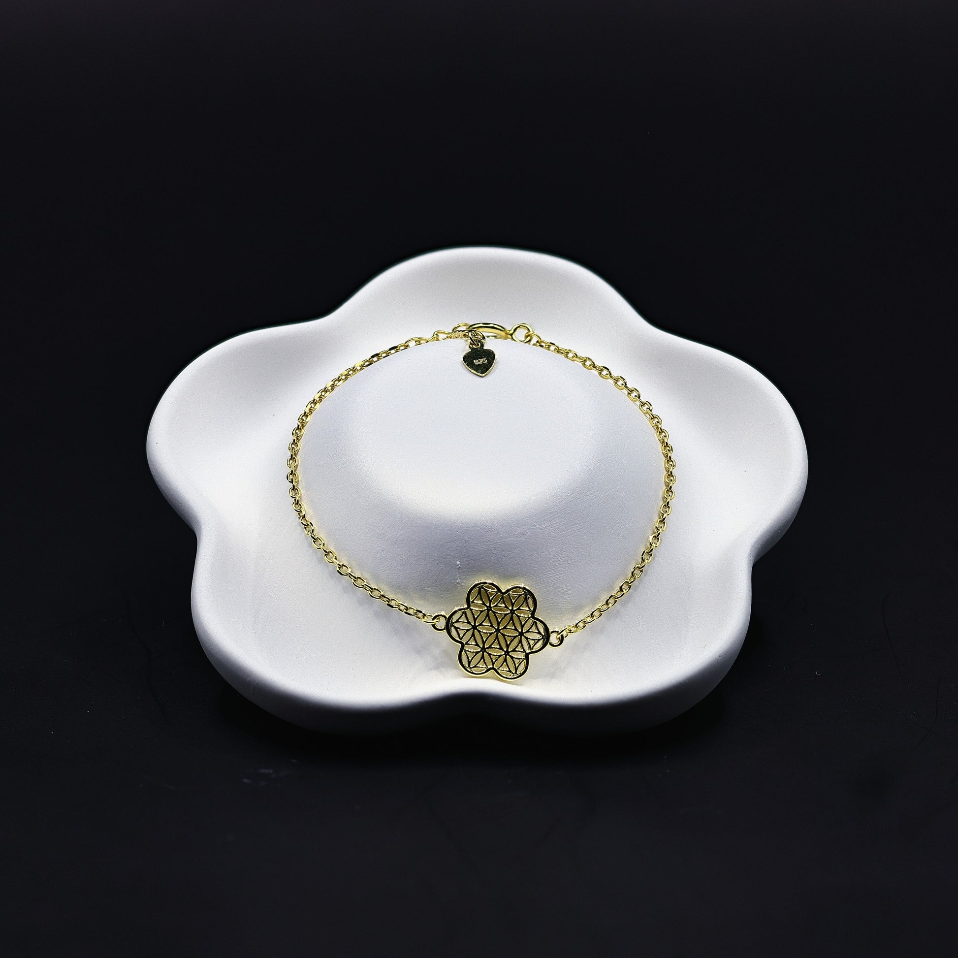 Blume des Lebens Armband aus Silbervergoldet mit geometrischem Kreismuster