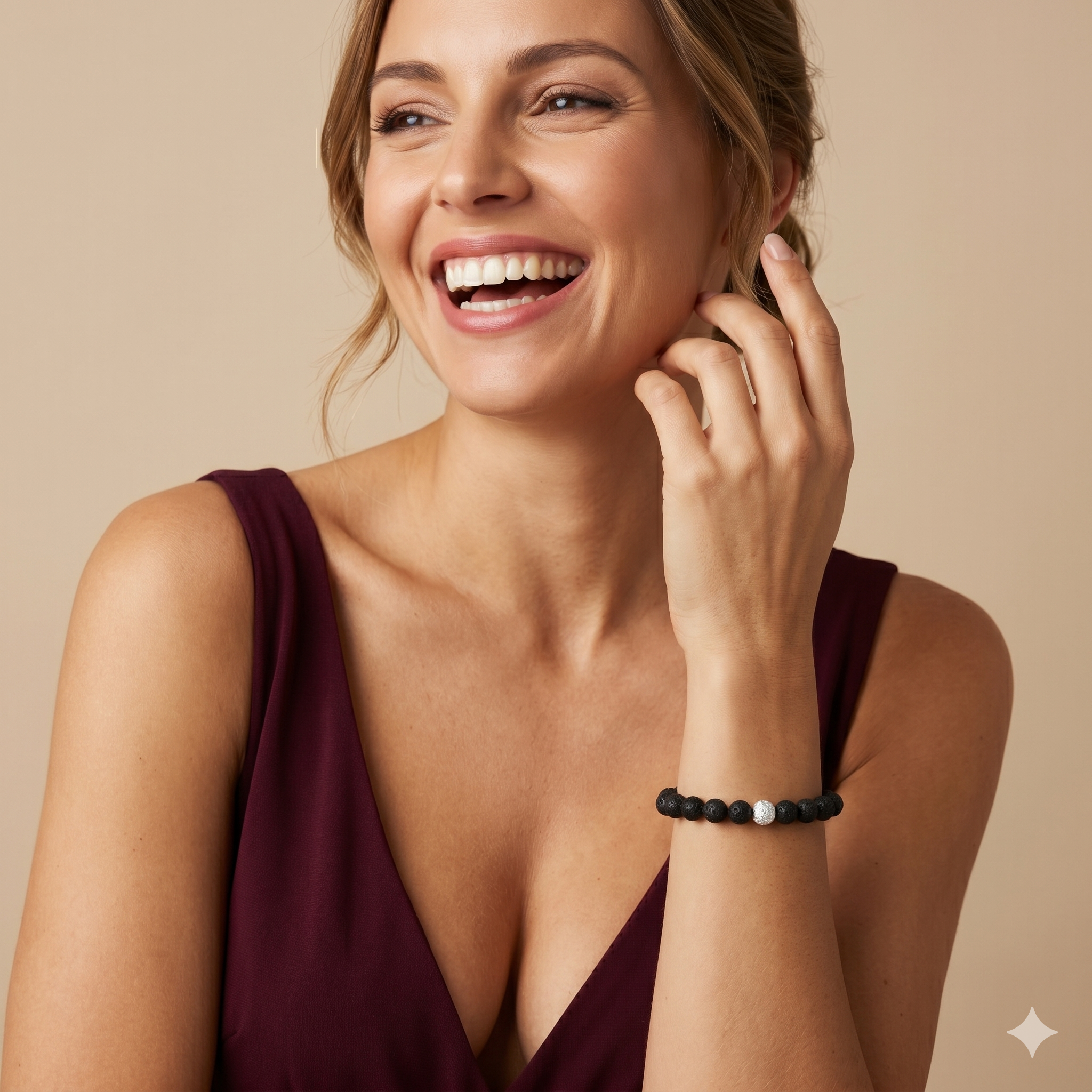 Lavastein-Armband mit Stardust-Akzenten | 925 Sterling Silber