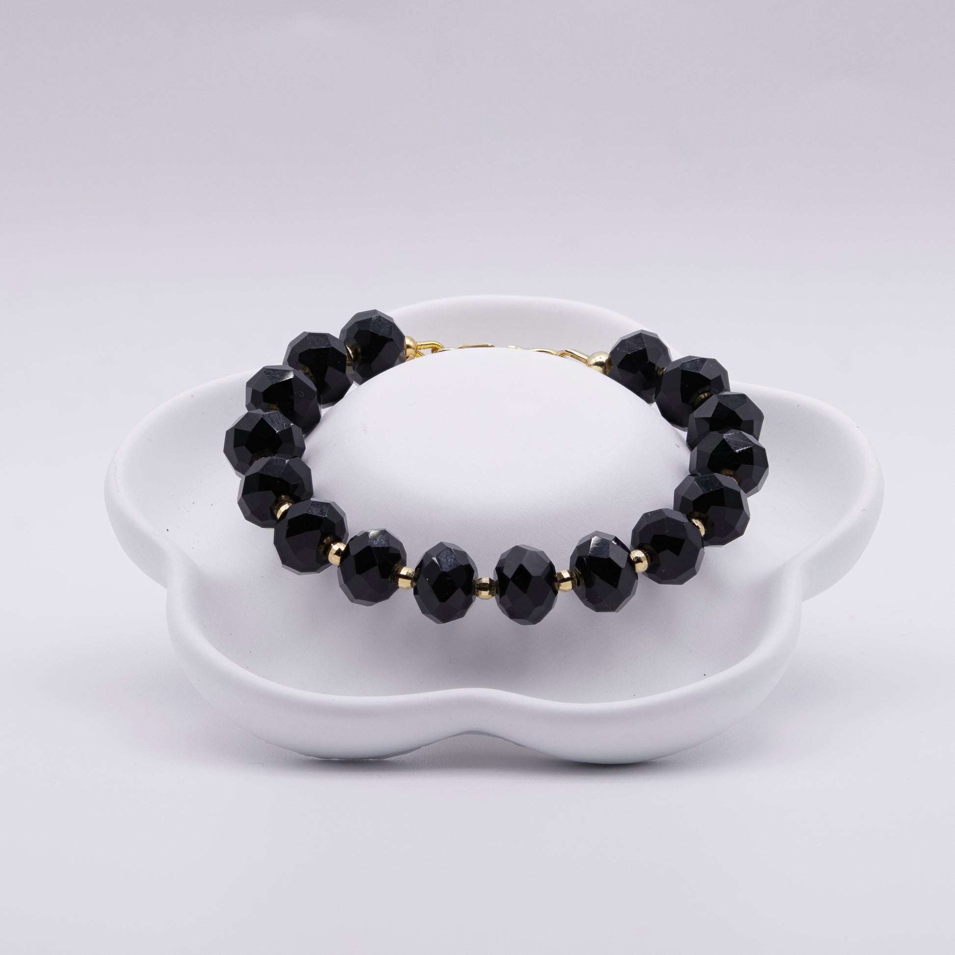 Onyx Armband facettiert mit Goldakzenten | 925 Sterling Silber vergoldet