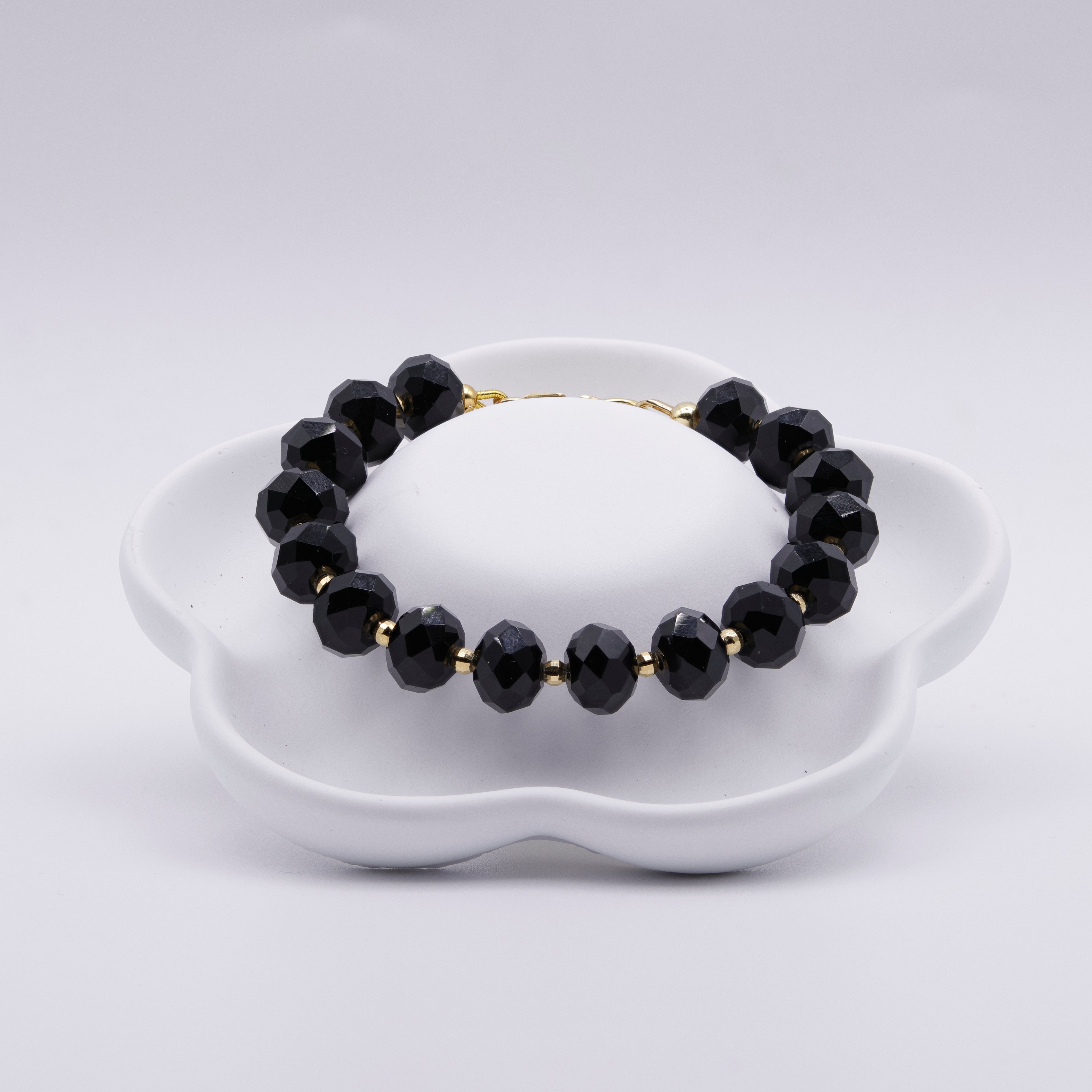 Onyx Armband facettiert mit Goldakzenten | 925 Sterling Silber vergoldet