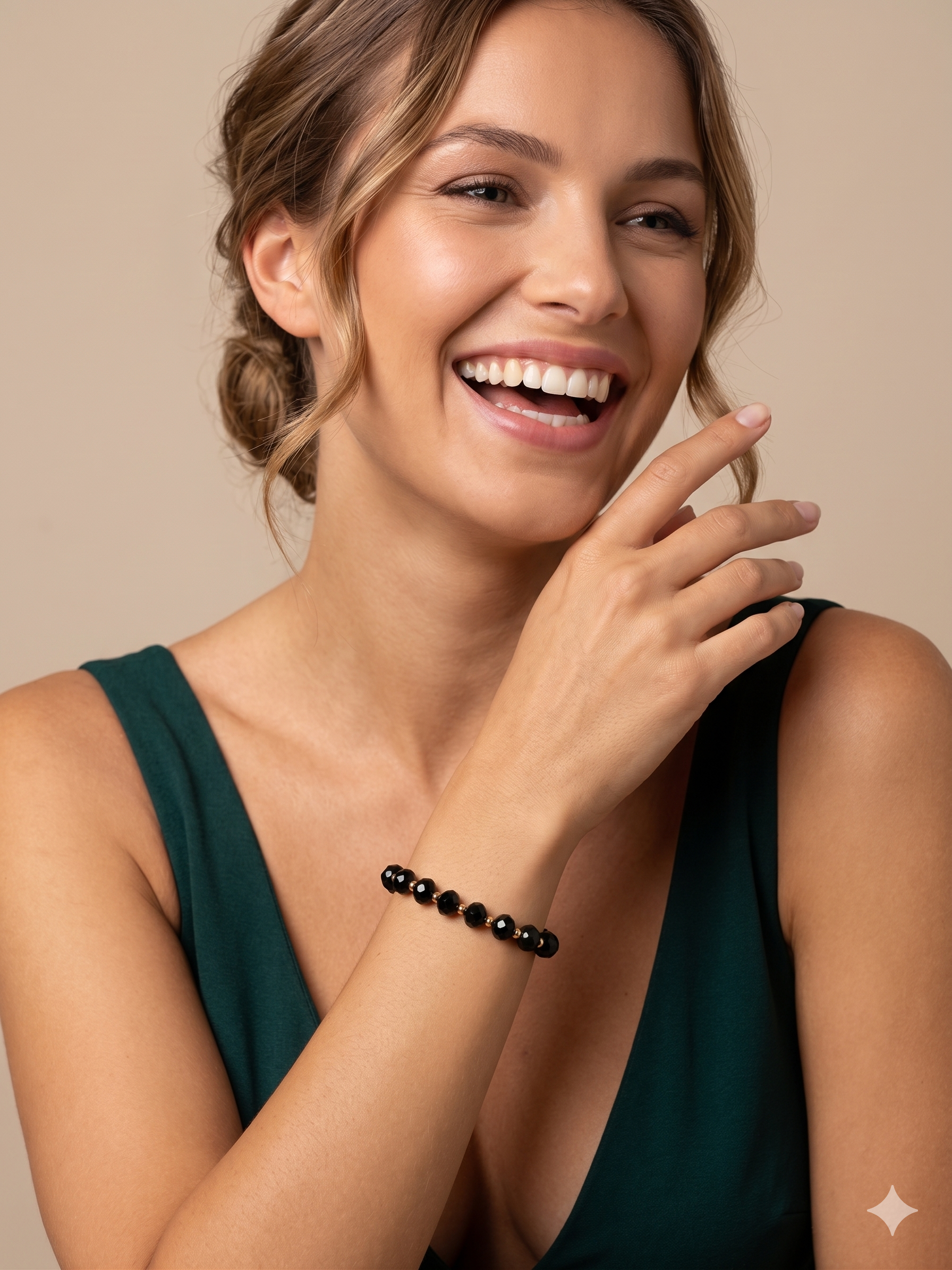 Onyx Armband facettiert mit Goldakzenten | 925 Sterling Silber vergoldet