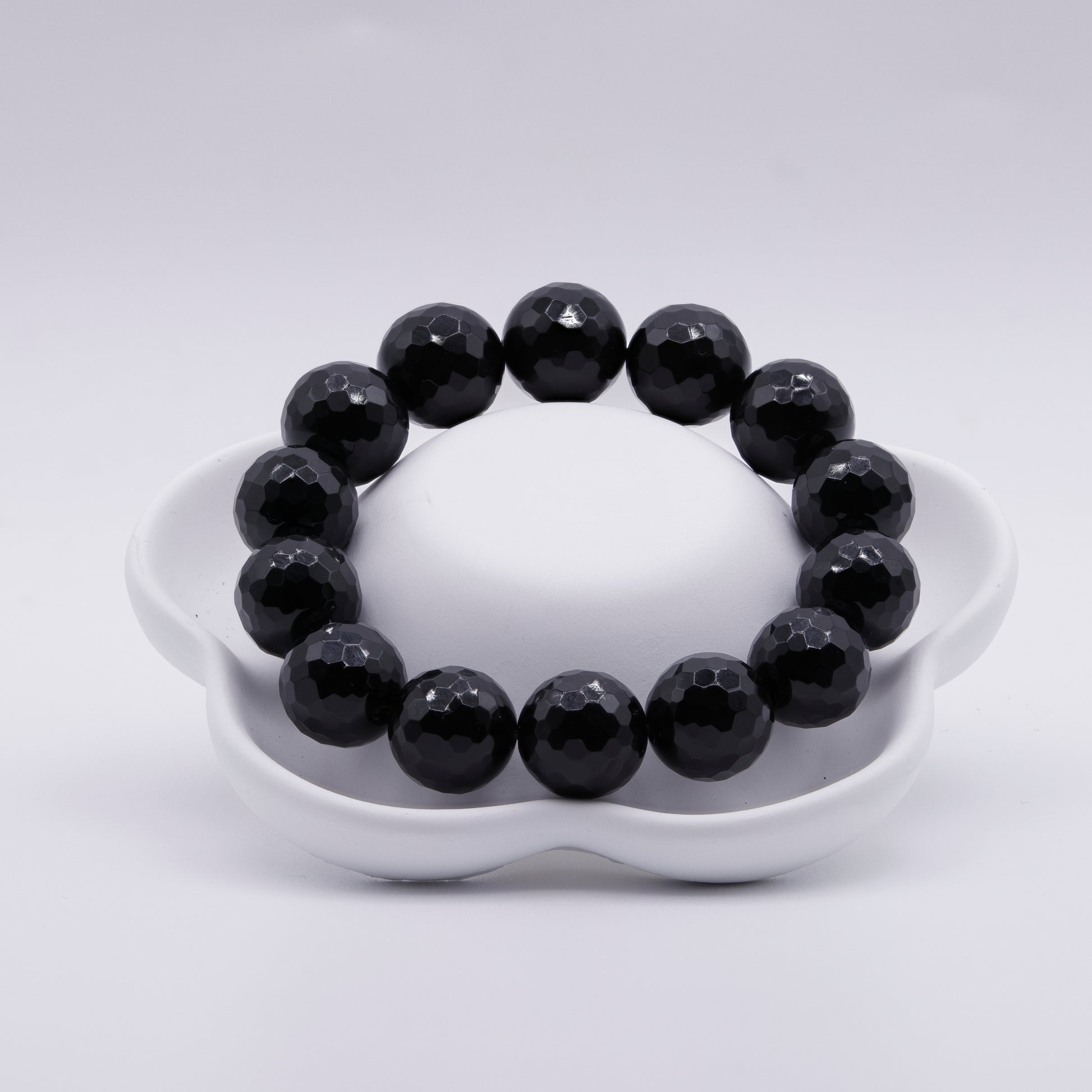 Onyx Armband facettiert 14 mm elastisch | Statement Naturstein