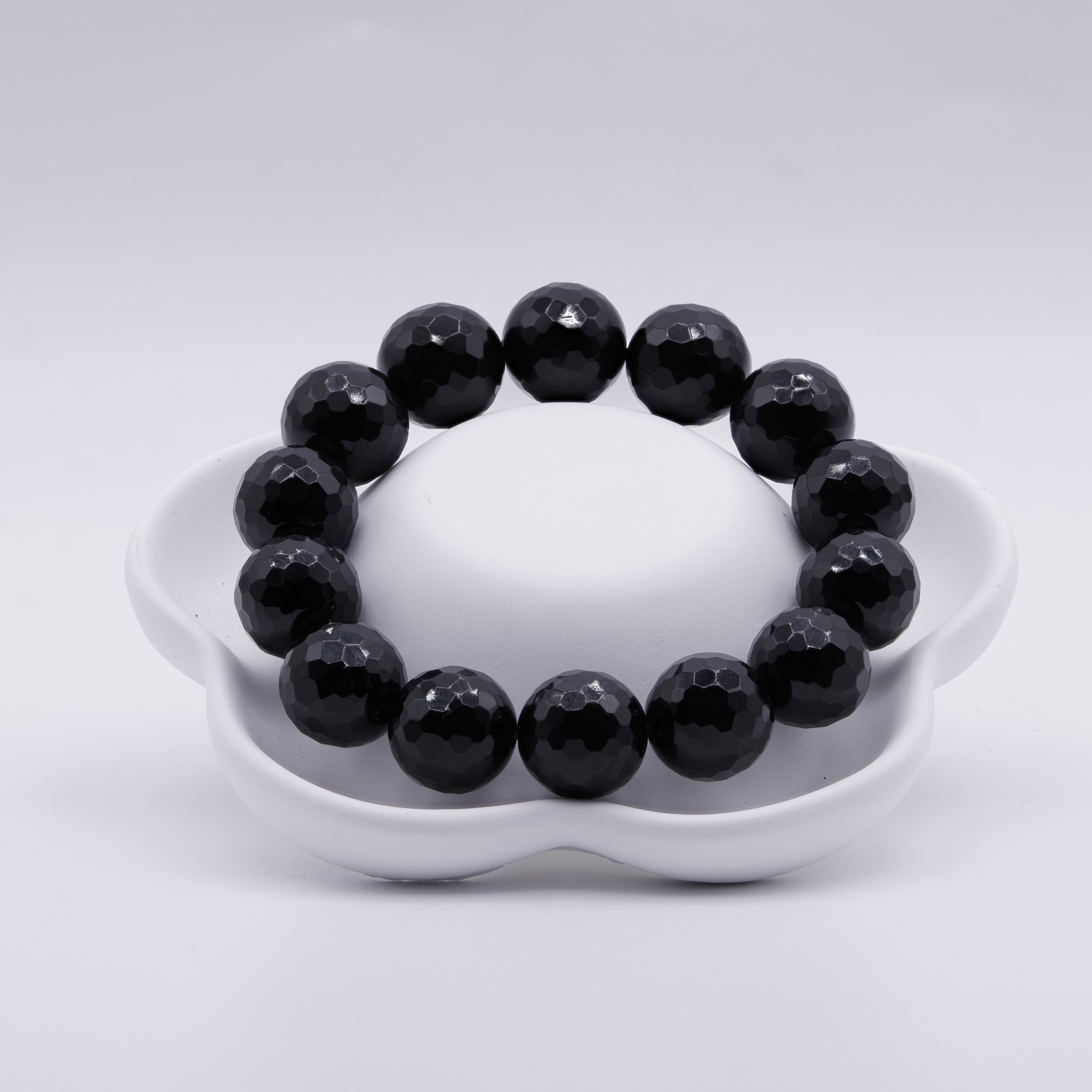 Onyx Armband facettiert 14 mm elastisch | Statement Naturstein
