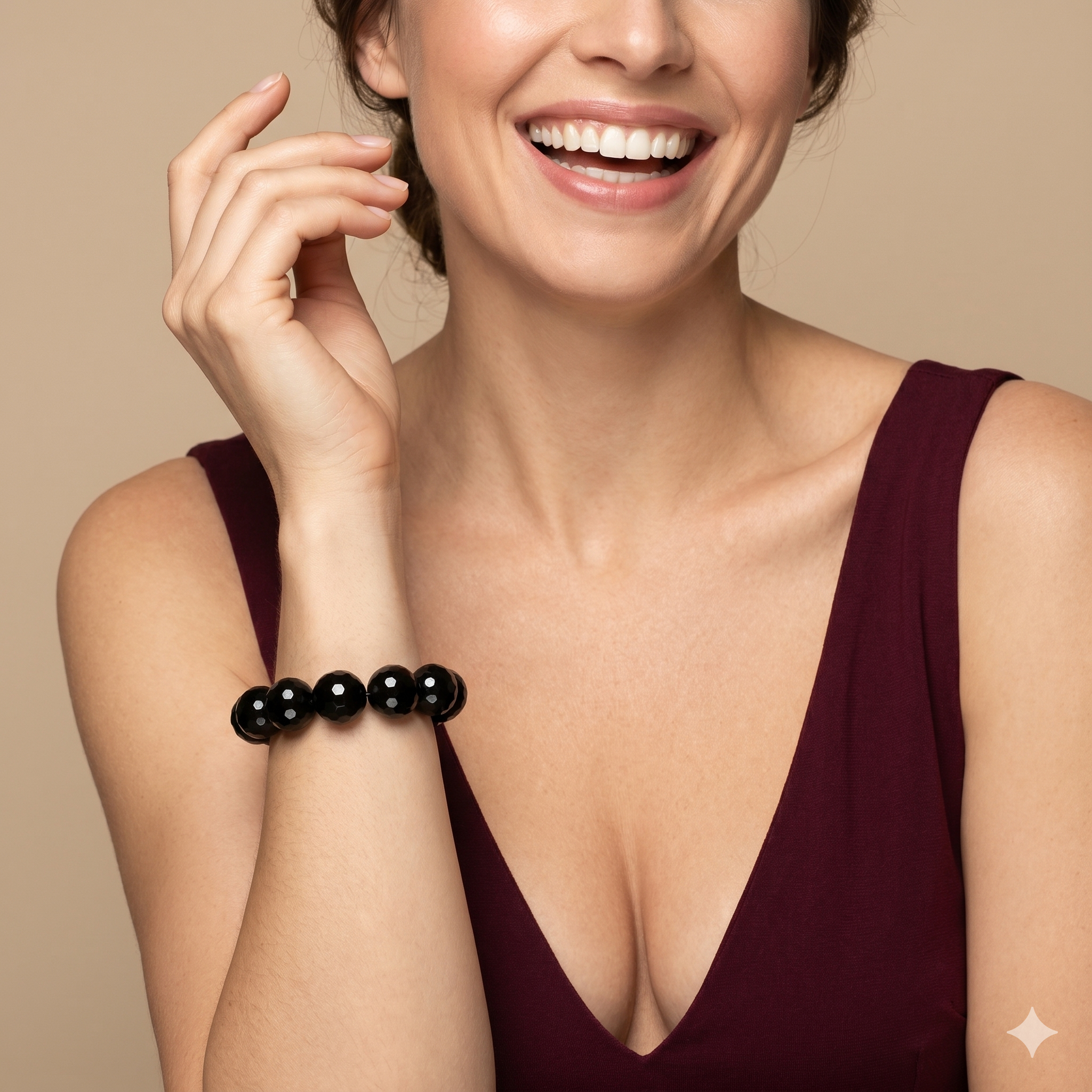 Onyx Armband facettiert 14 mm elastisch | Statement Naturstein