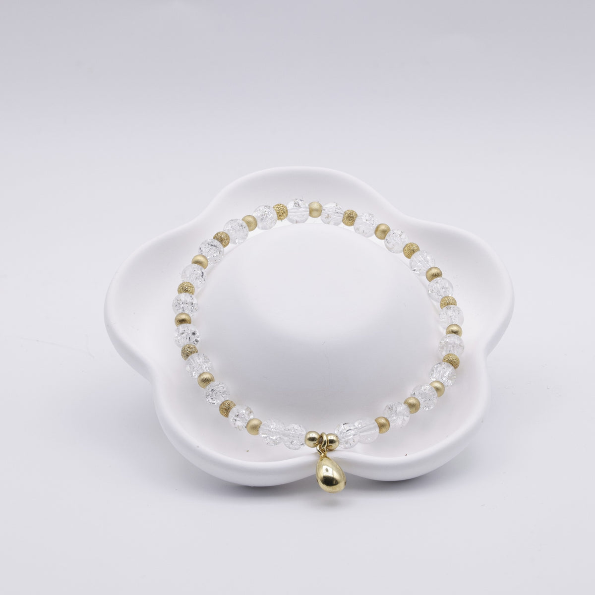 Kristall Armband facettiert mit Goldakzenten | 19 cm