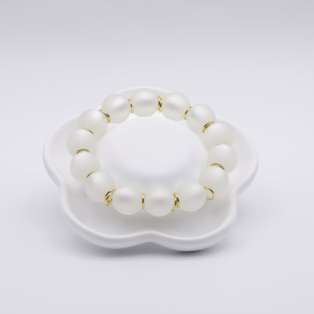 Polaris Perlen Armband weiss matt | 14 mm