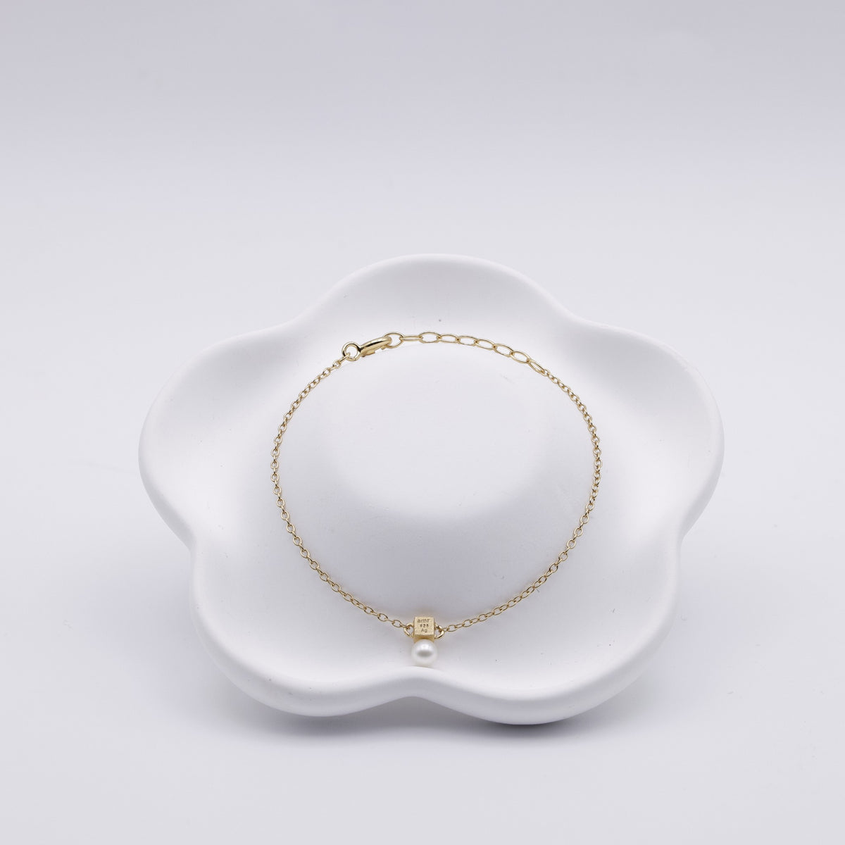 Armkettchen mit Goldwürfel & Süsswasserperle | 925 Sterling Silber vergoldet