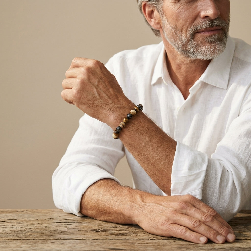 Tigerauge & Hämatit Armband Herren | Naturstein