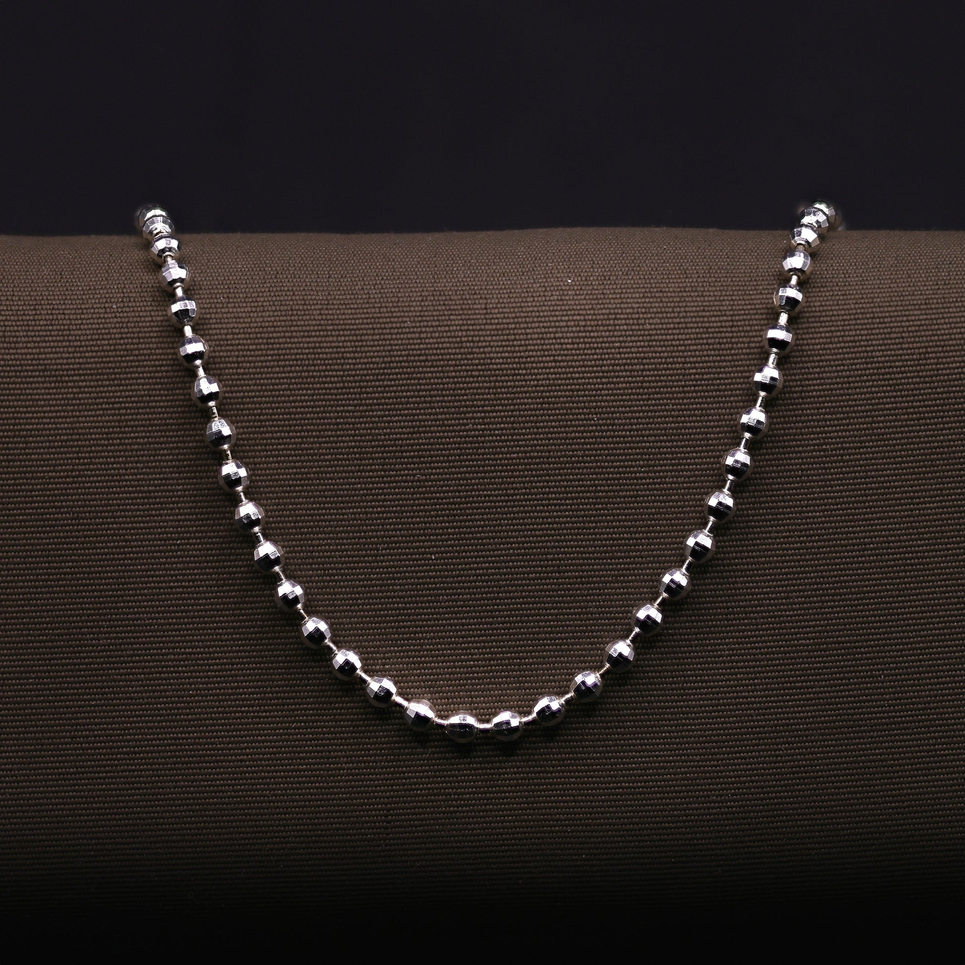 Facettierte Silber-Fusskette mit Kugelkette und Herz-Anhaenger, 925 Sterling Silber