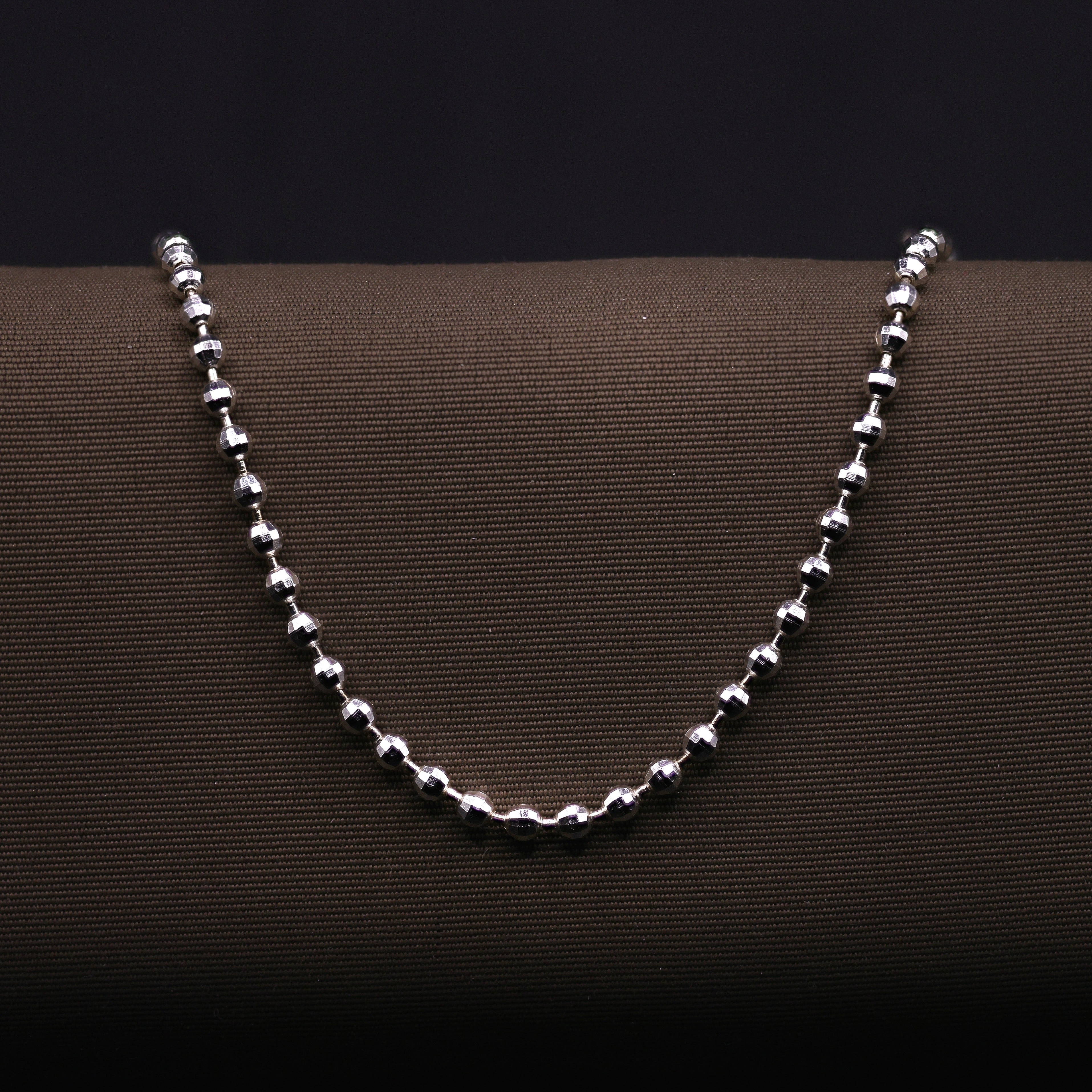 Facettierte Silber-Fusskette mit Kugelkette und Herz-Anhaenger, 925 Sterling Silber