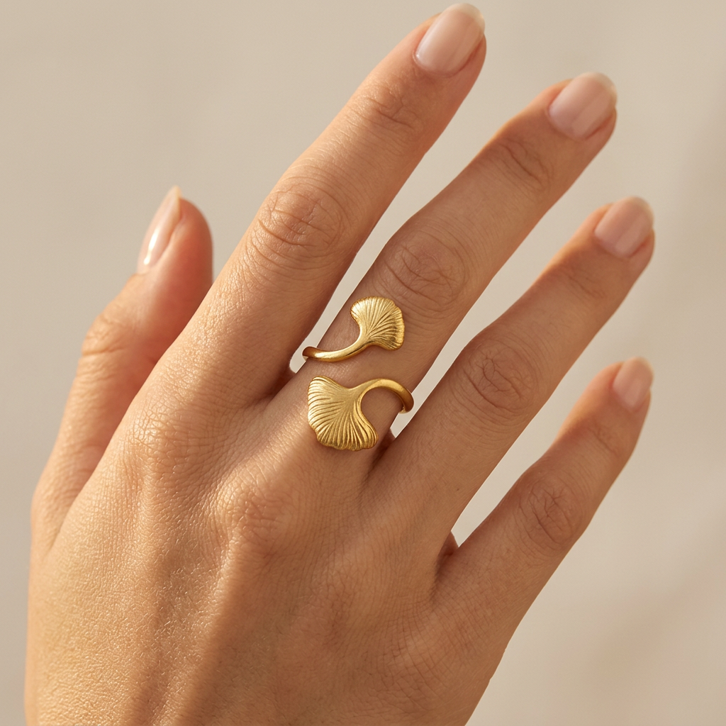 Ginkgo Ring | Silbervergoldet