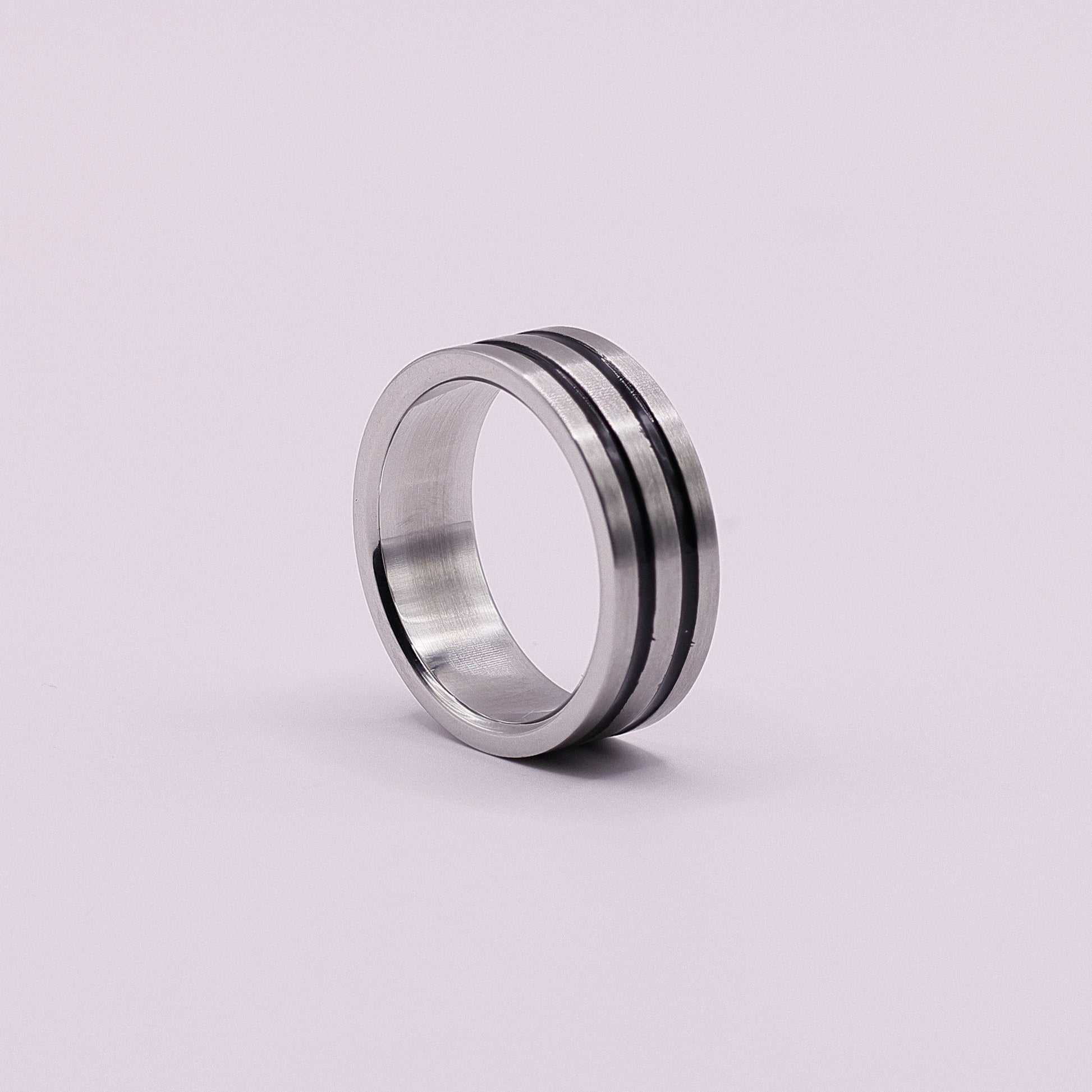 Edelstahl Ring matt mit Rillen | Herren