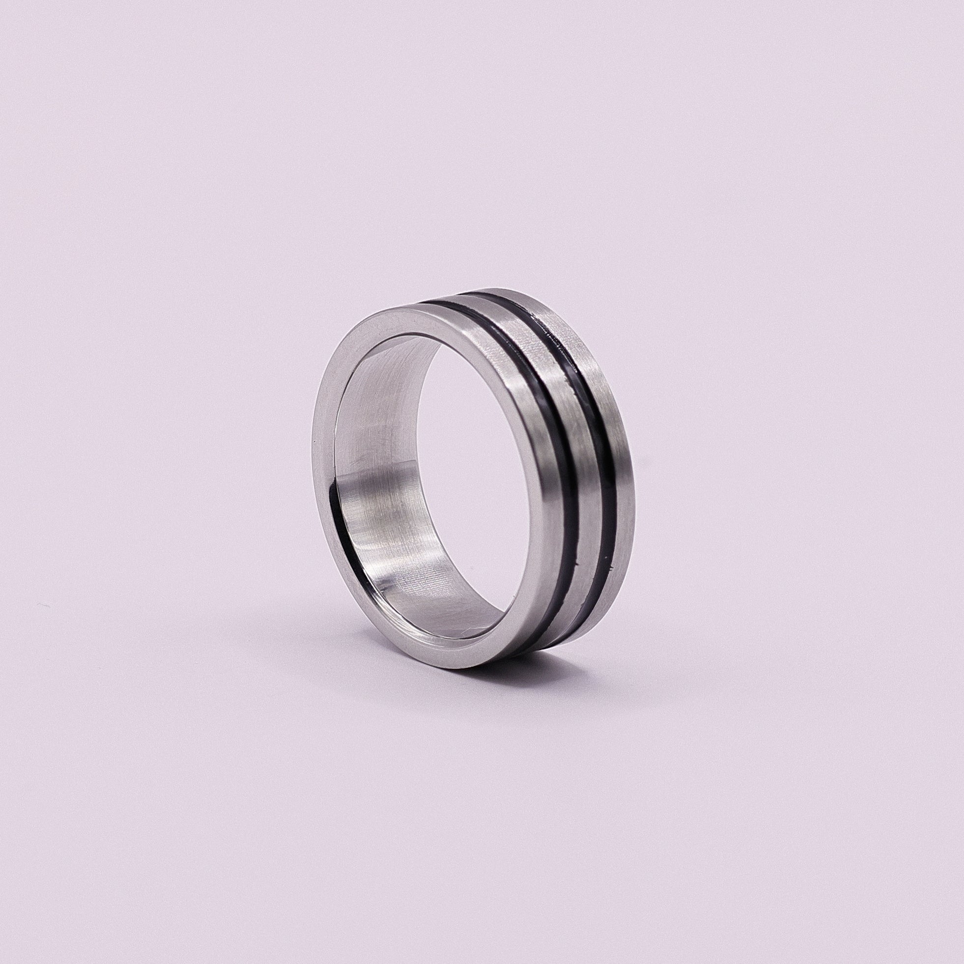 Edelstahl Ring matt mit Rillen | Herren