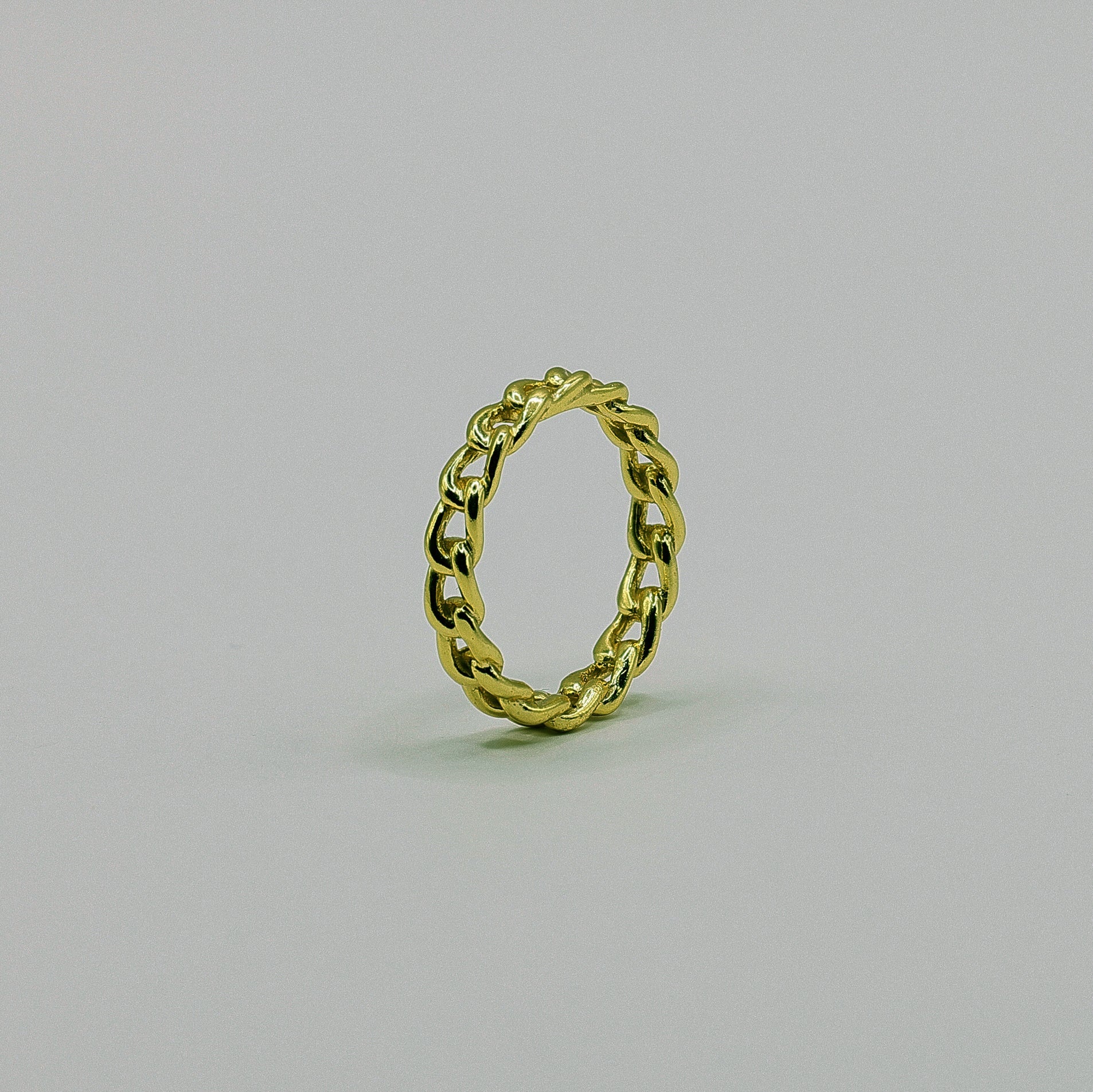 Kettenglieder-Ring aus 925 Sterling Silber vergoldet mit Panzerketten-Optik