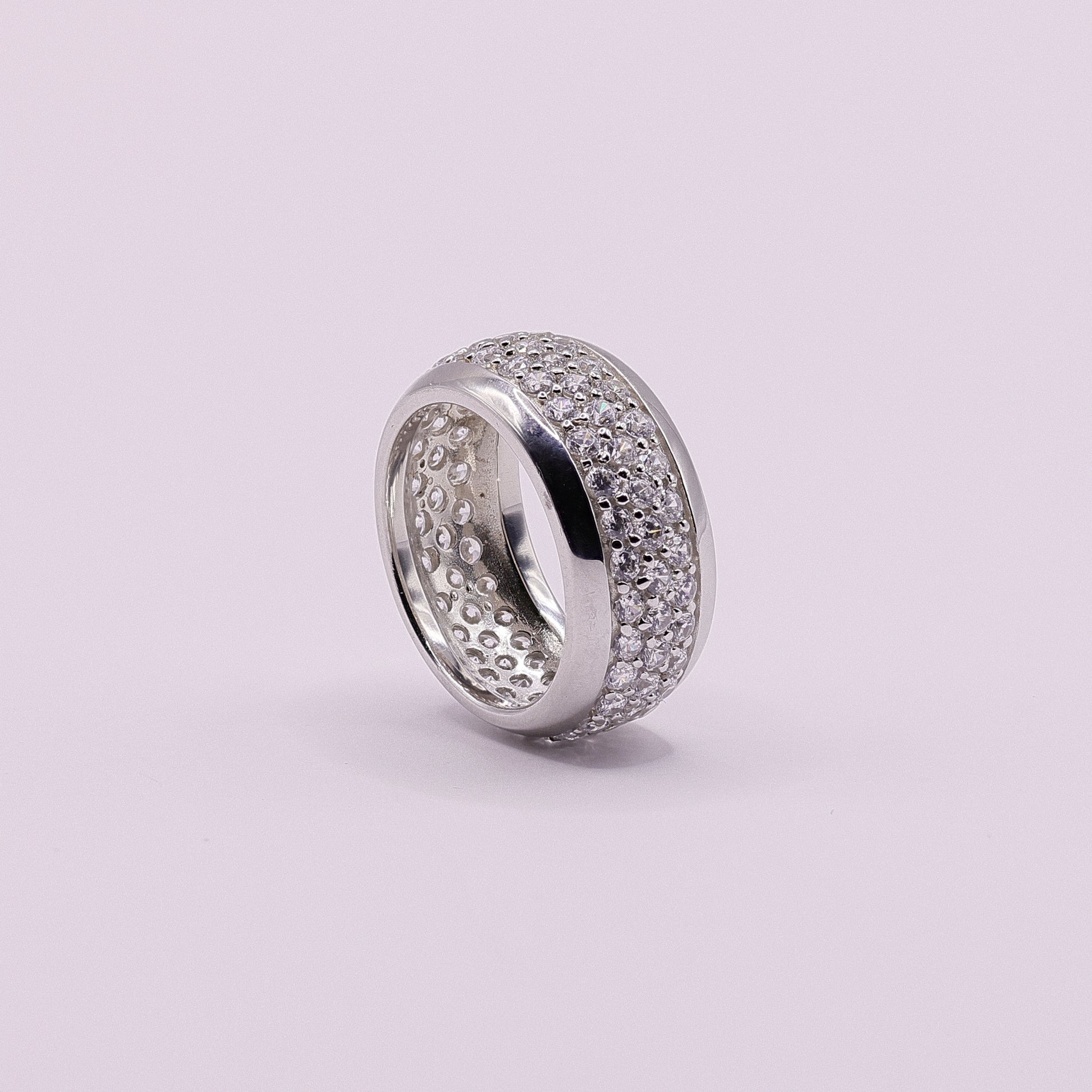 Zirkonia Pavé Ring 3-reihig | 925 Sterling Silber
