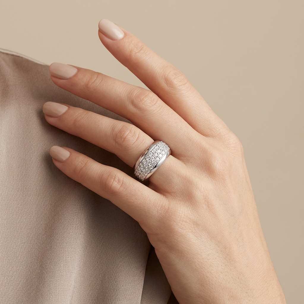 Zirkonia Pavé Ring 3-reihig | 925 Sterling Silber