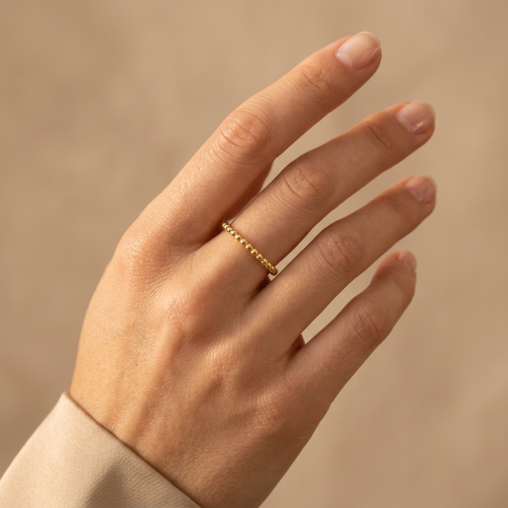 Beaded Ring zart | 925 Sterling Silber vergoldet