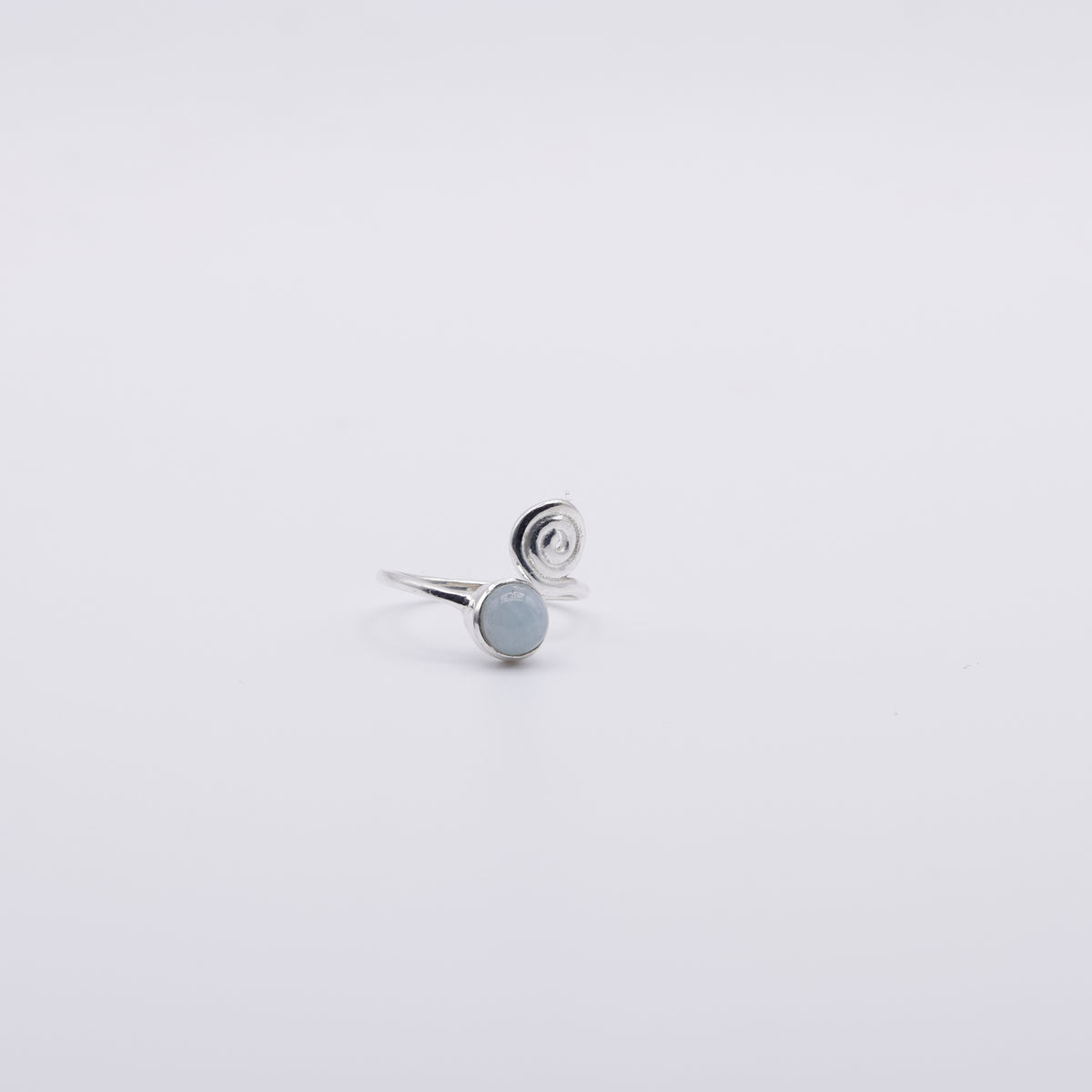 Aquamarin Ring verstellbar mit Spirale | 925 Sterling Silber