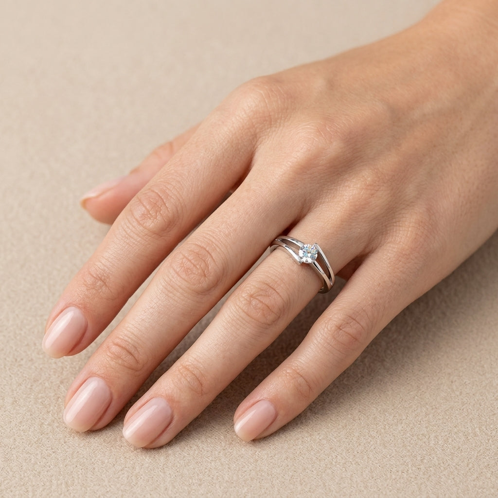 Zirkonia Ring in Spannring-Optik | 925 Sterling Silber