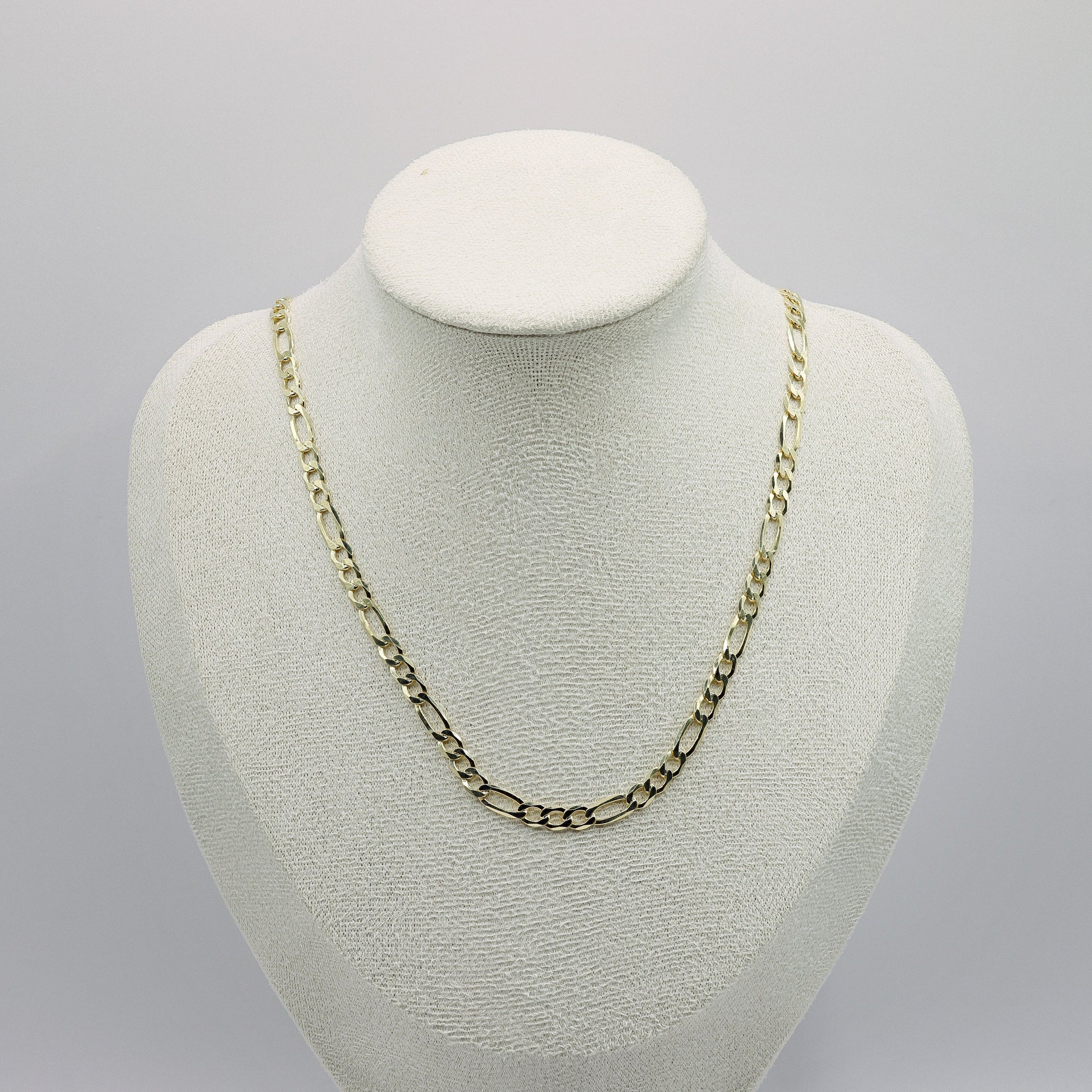 Figaro-Kette vergoldet, 925 Sterling Silber, 40 cm, alternierend runde und längliche Glieder