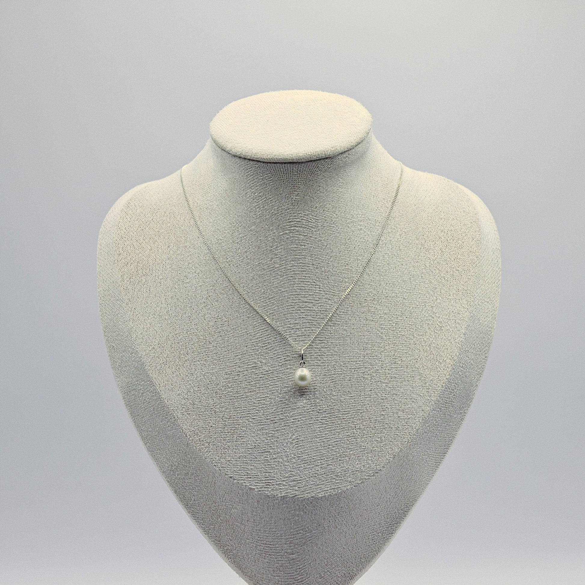 Suessswasserperlen-Tropfen-Halskette, 925 Sterling Silber, feine Panzerkette mit weisser Perle