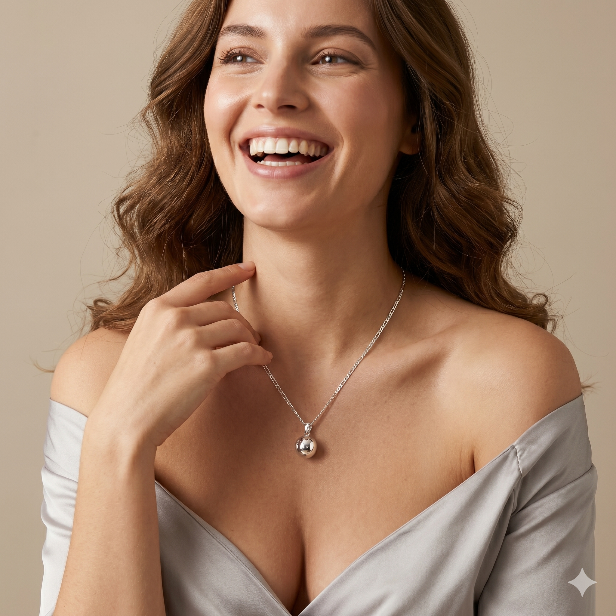 Figarokette mit Silberkugel-Anhänger | 925 Sterling Silber