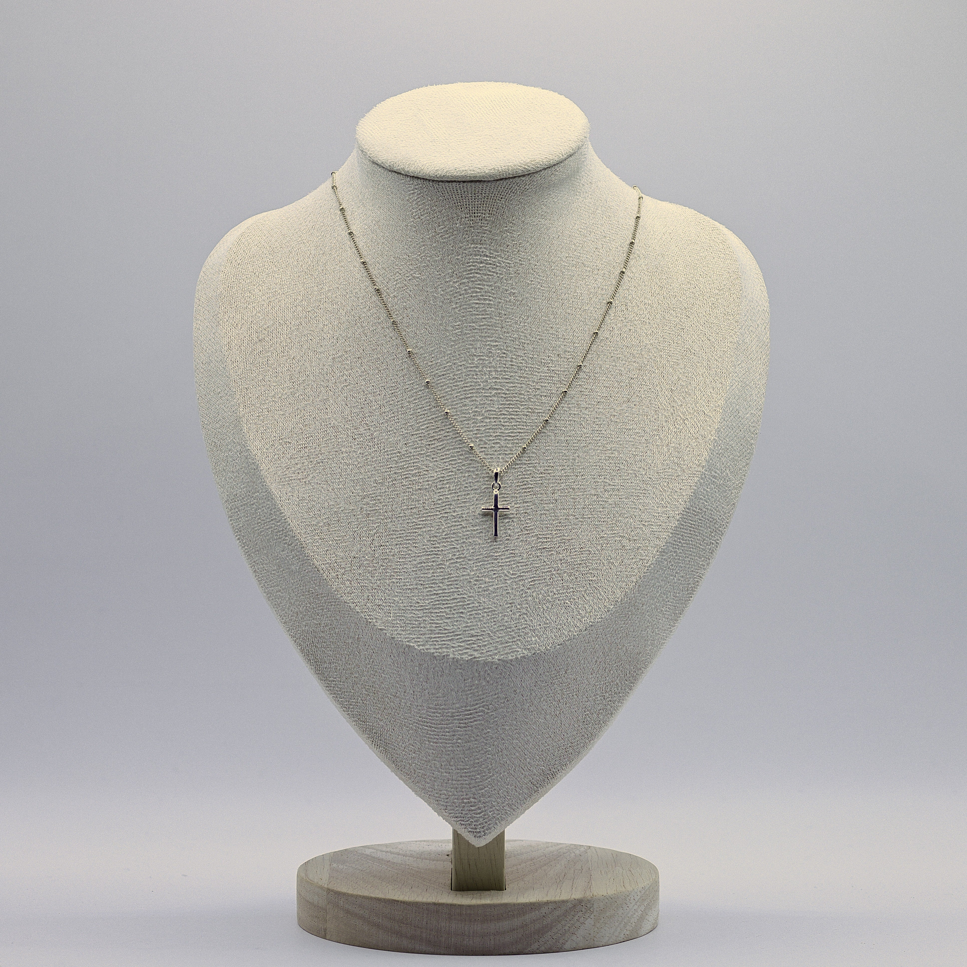 Kreuz-Choker 925 Sterling Silber mit Satellitenkette und Kugelakzenten