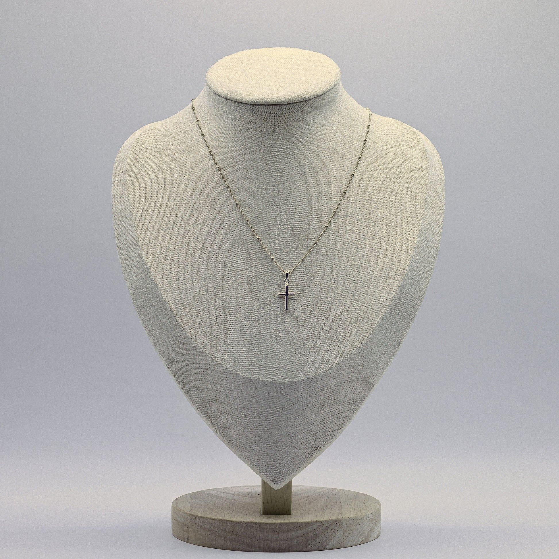 Kreuz-Choker 925 Sterling Silber mit Satellitenkette und Kugelakzenten