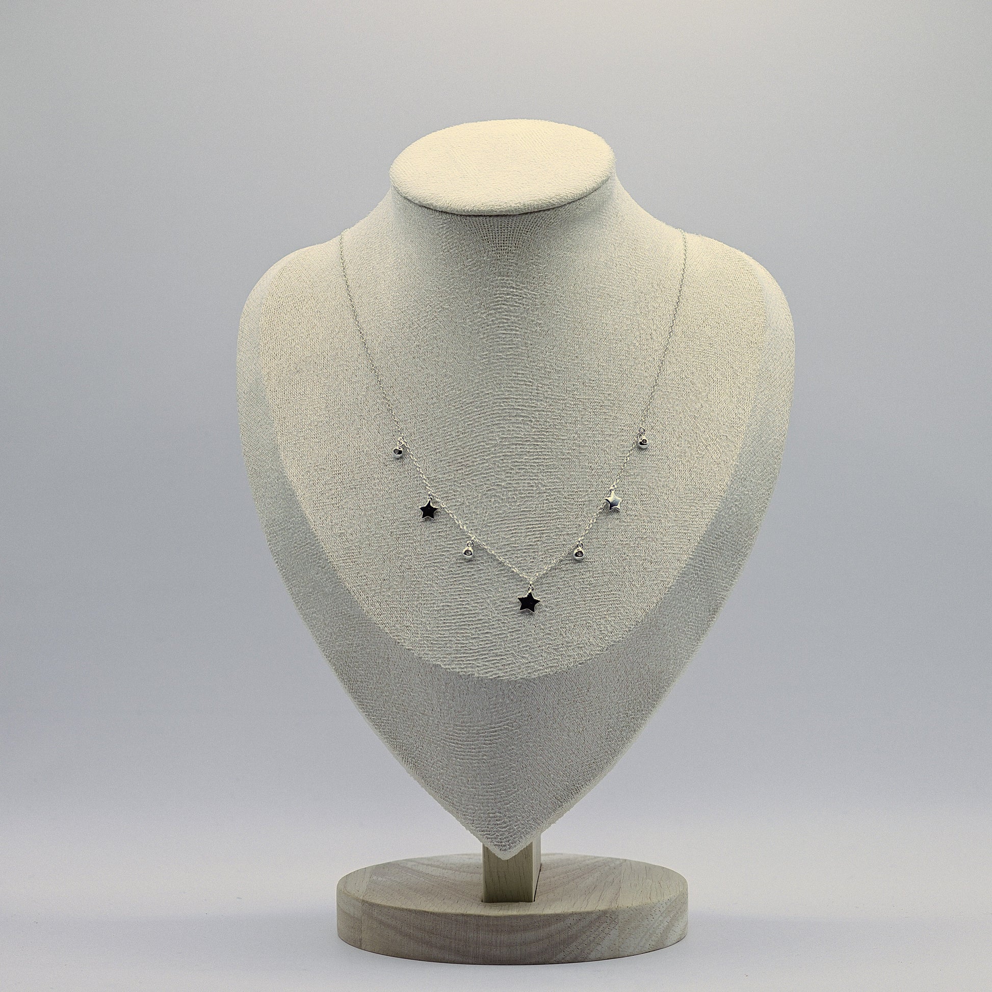 Silber-Halskette mit drei Sternen und Zirkonia, 925 Sterling Silber Ankerkette