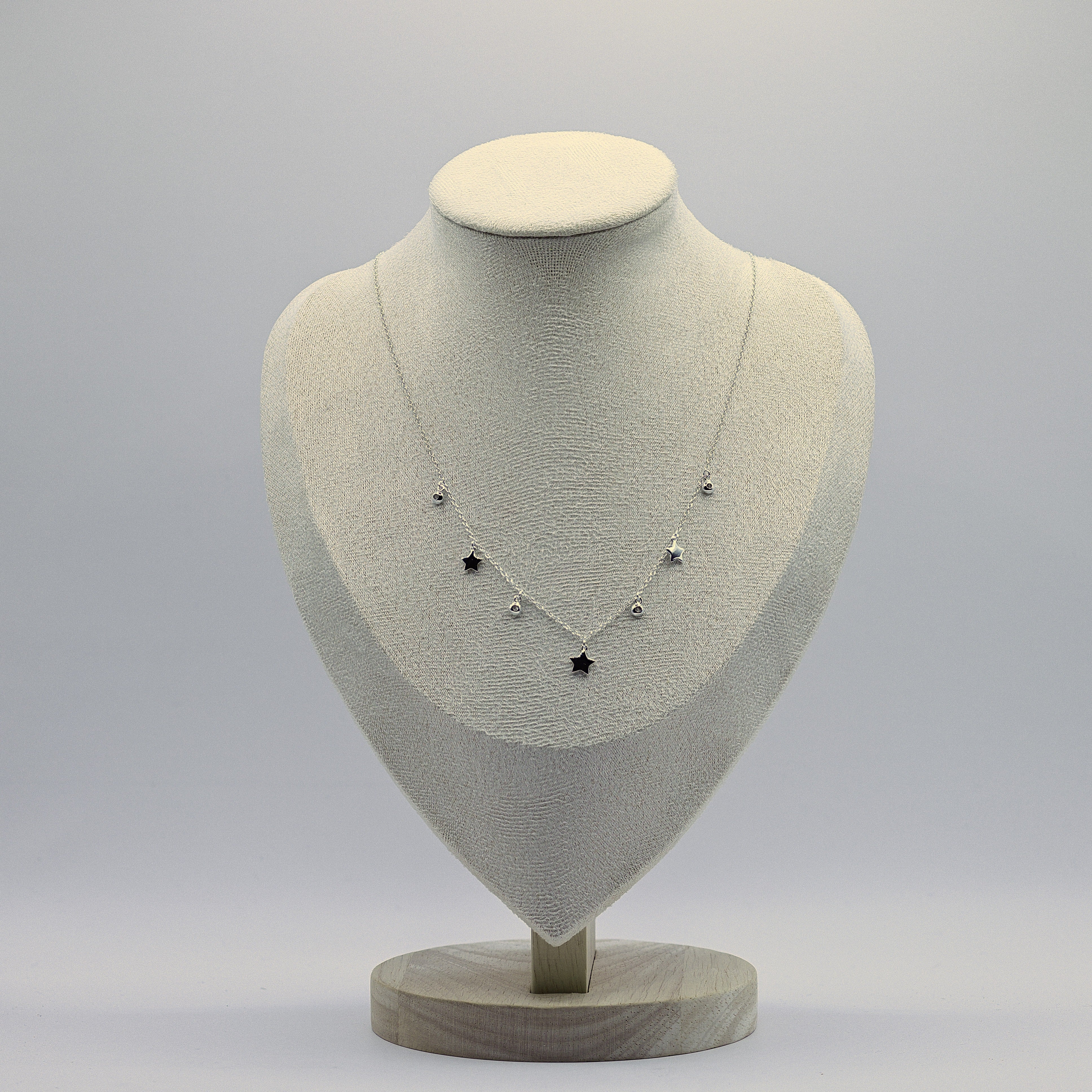 Silber-Halskette mit drei Sternen und Zirkonia, 925 Sterling Silber Ankerkette