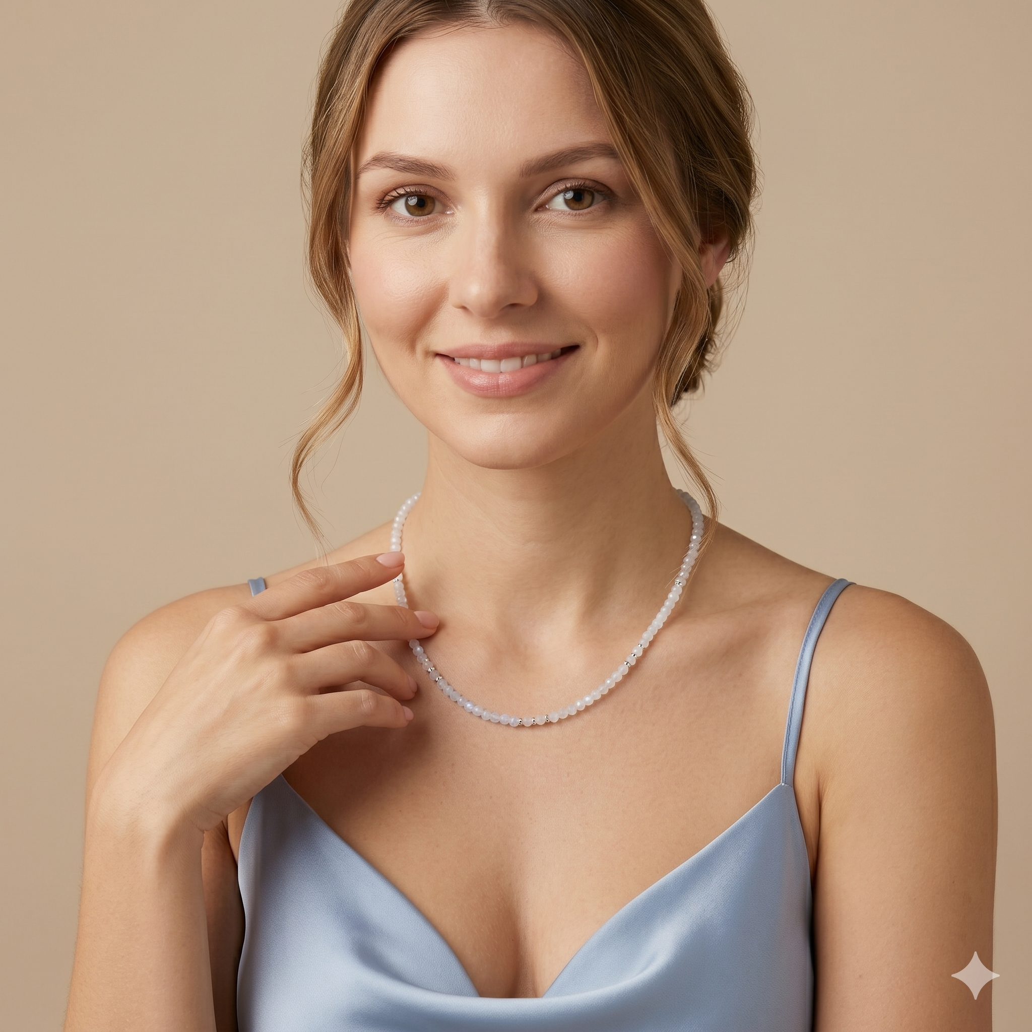 Mondstein Halskette facettiert | 925 Sterling Silber