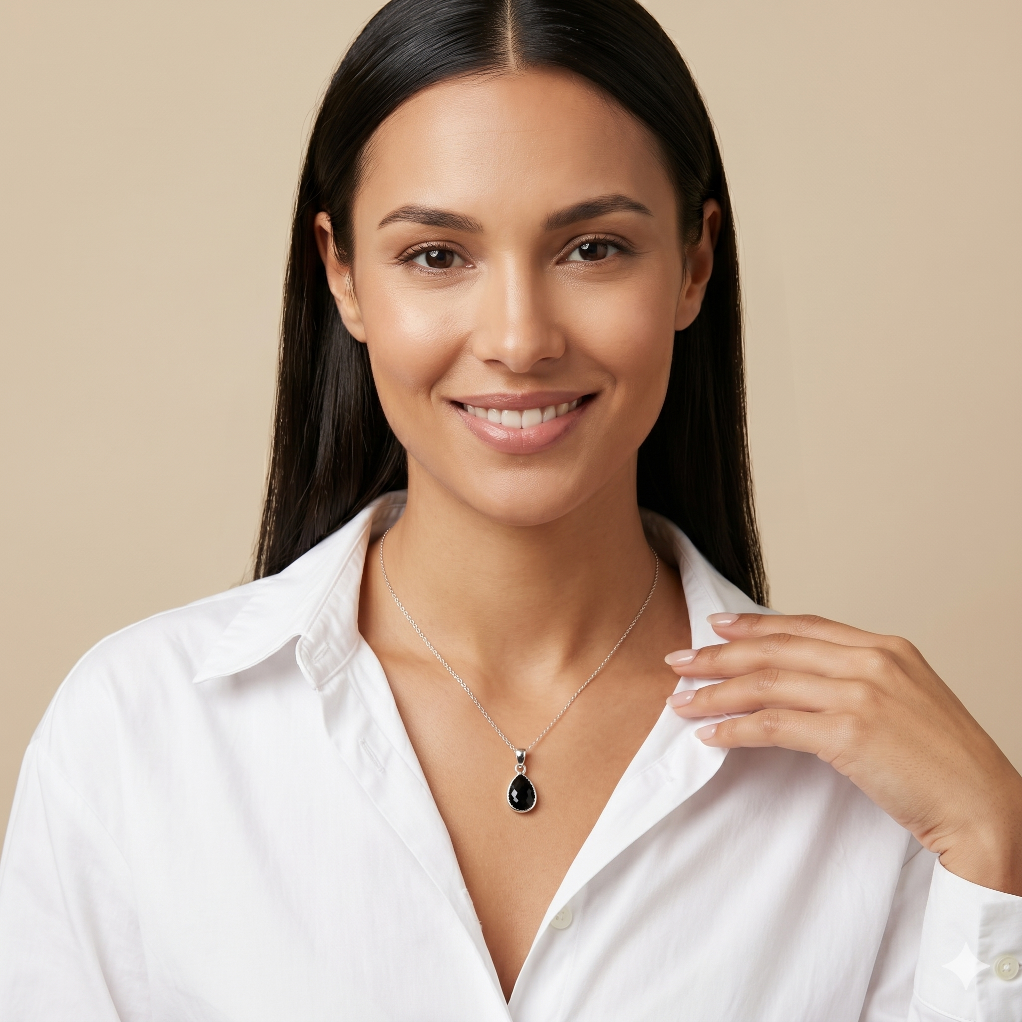 Onyx Tropfen Halskette | 925 Sterling Silber