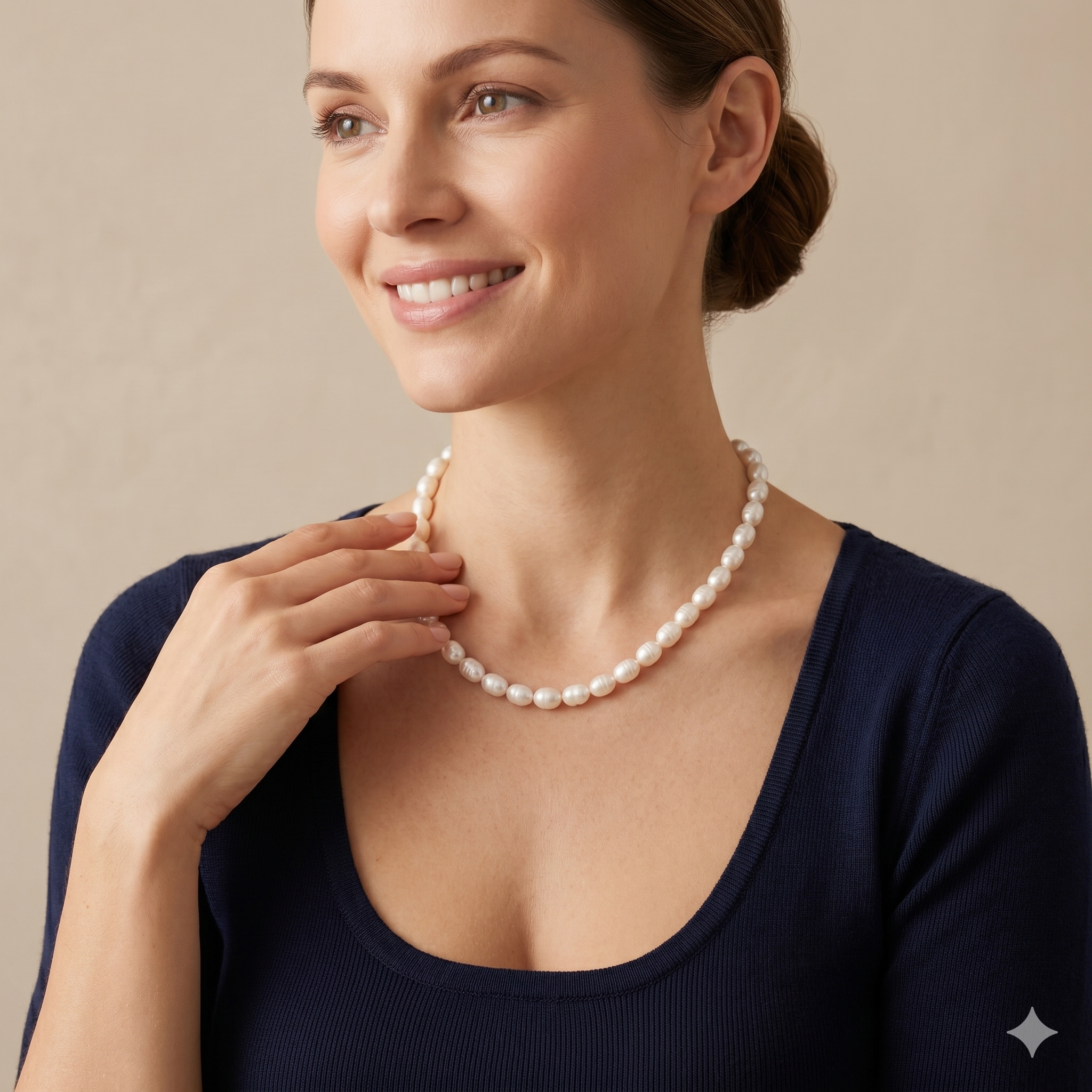Süsswasserperlen Halskette weiss | 925 Sterling Silber