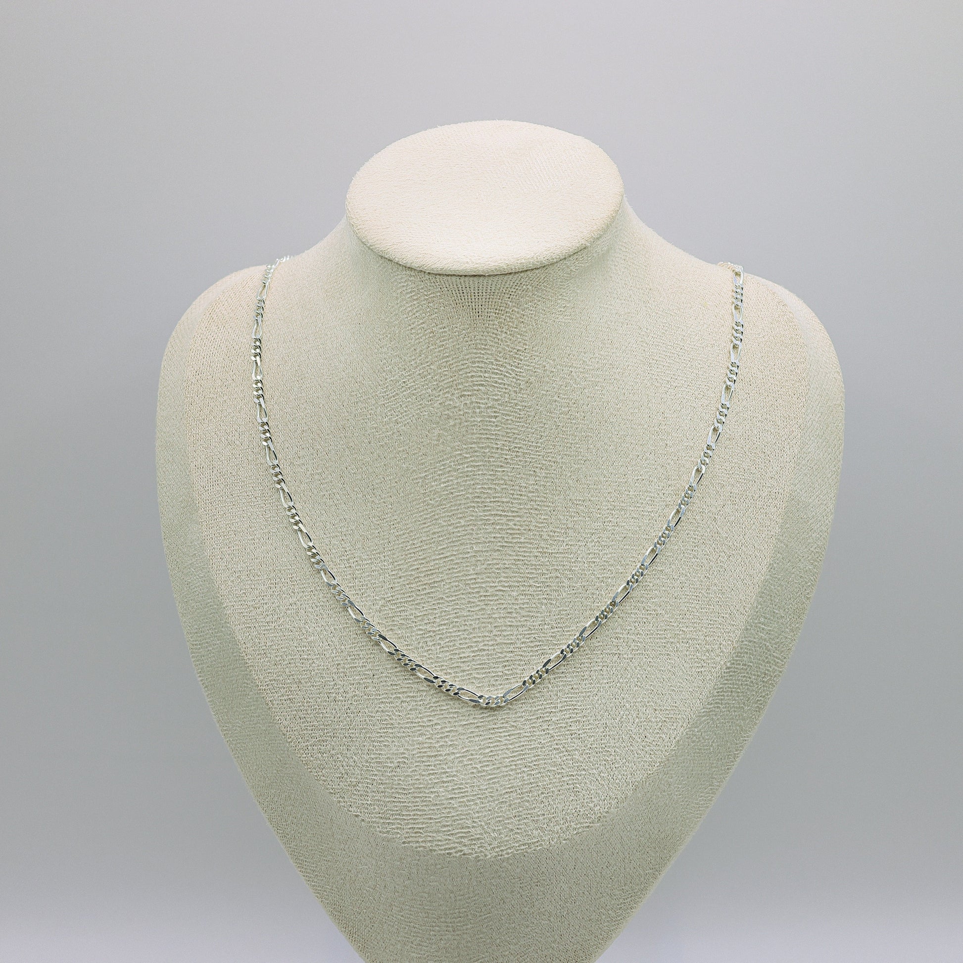 Figaro-Halskette aus 925 Sterling Silber, 45cm, mit charakteristischer Gliederung aus länglichen und runden Gliedern