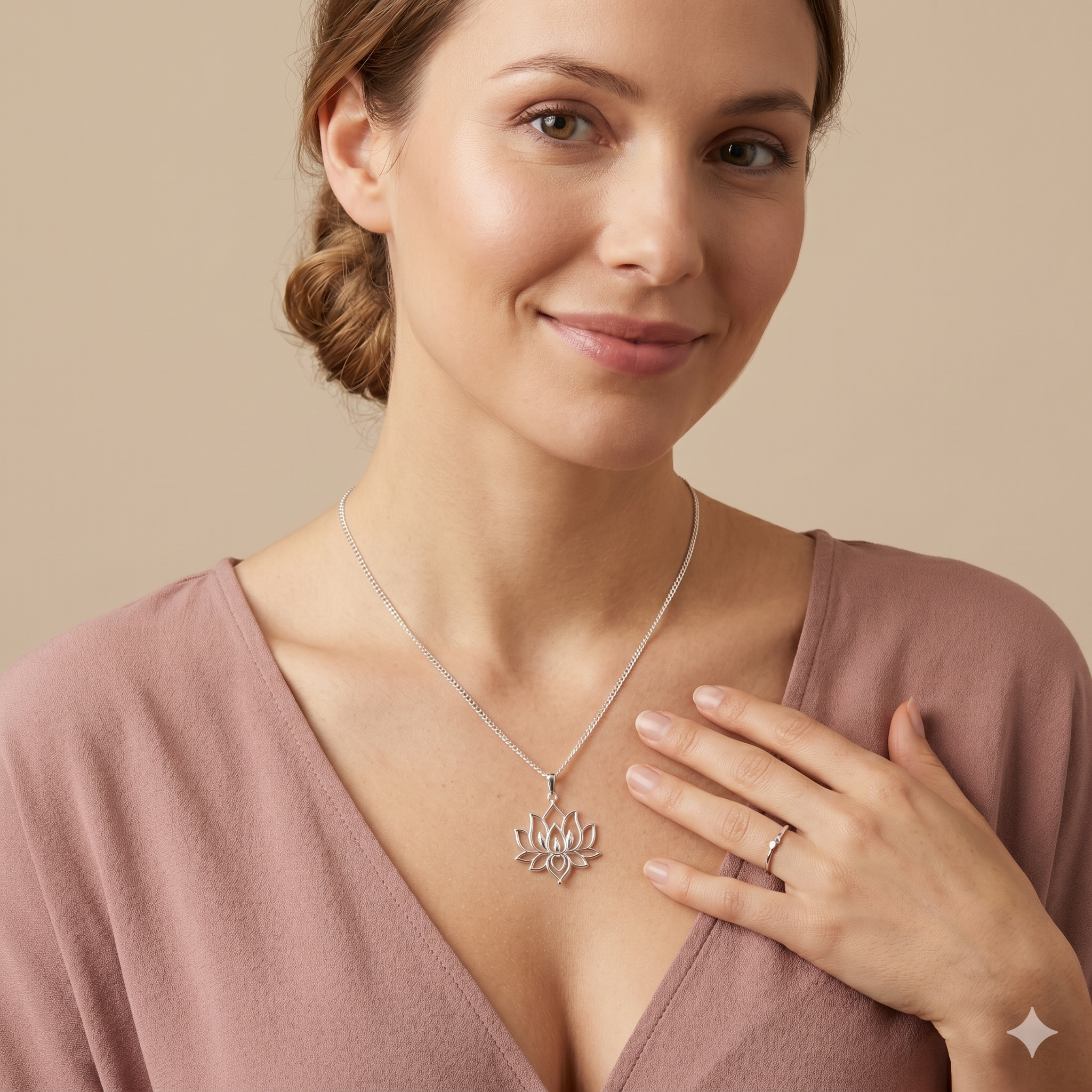 Lotusblüten Halskette filigran | 925 Sterling Silber