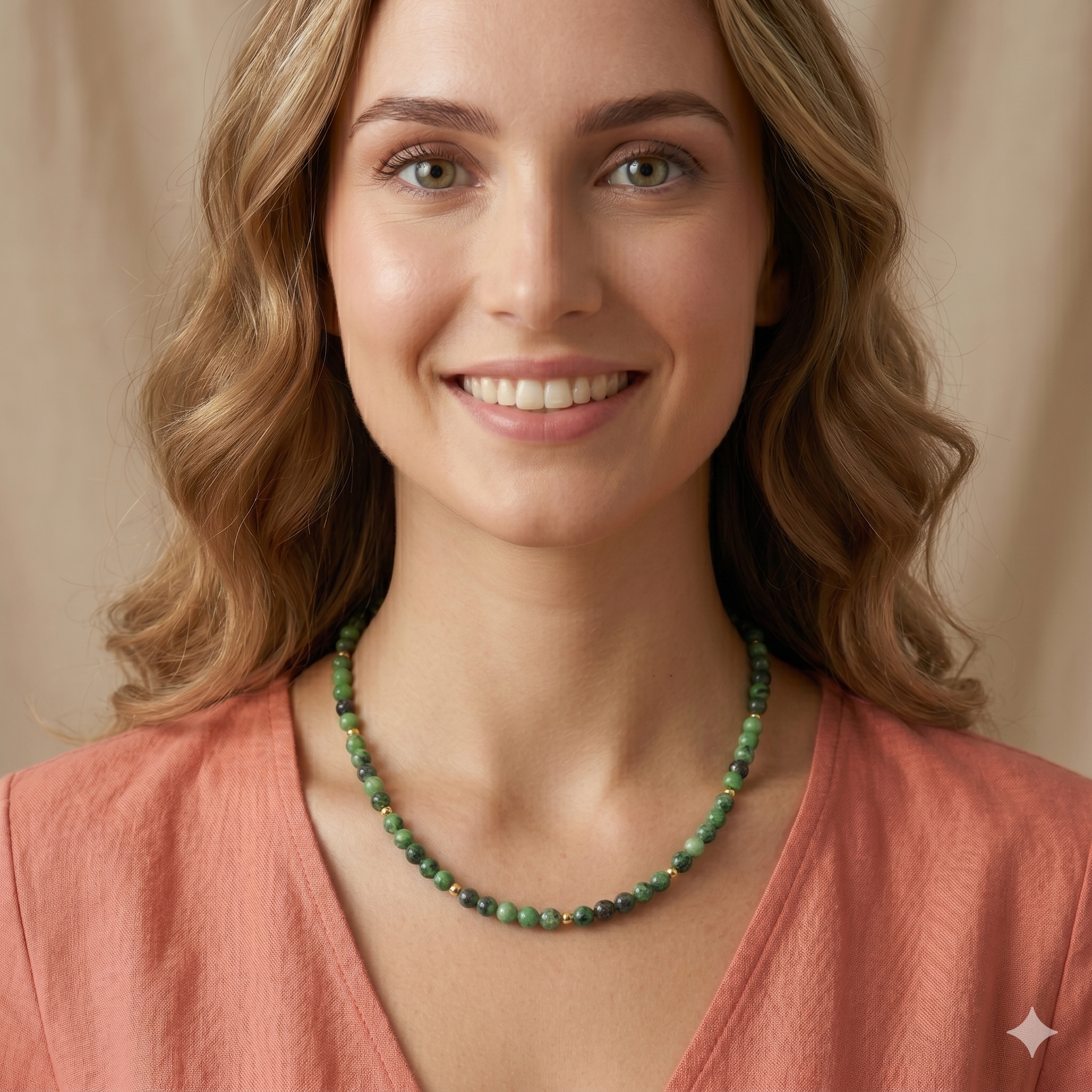 Nephrit & Jade Halskette | 925 Sterling Silber vergoldet