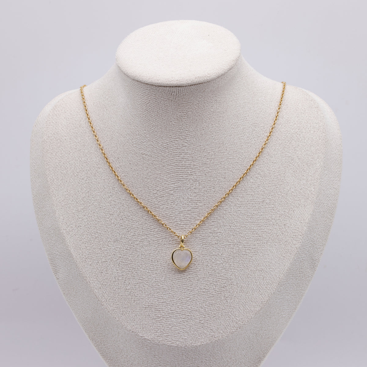 Mondstein Herz-Anhänger vergoldet | 925 Sterling Silber