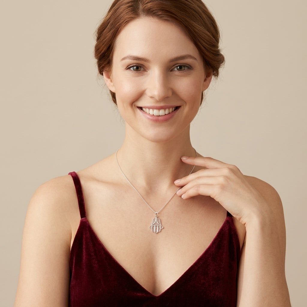 Fatima-Hand Halskette klein filigran | 925 Sterling Silber