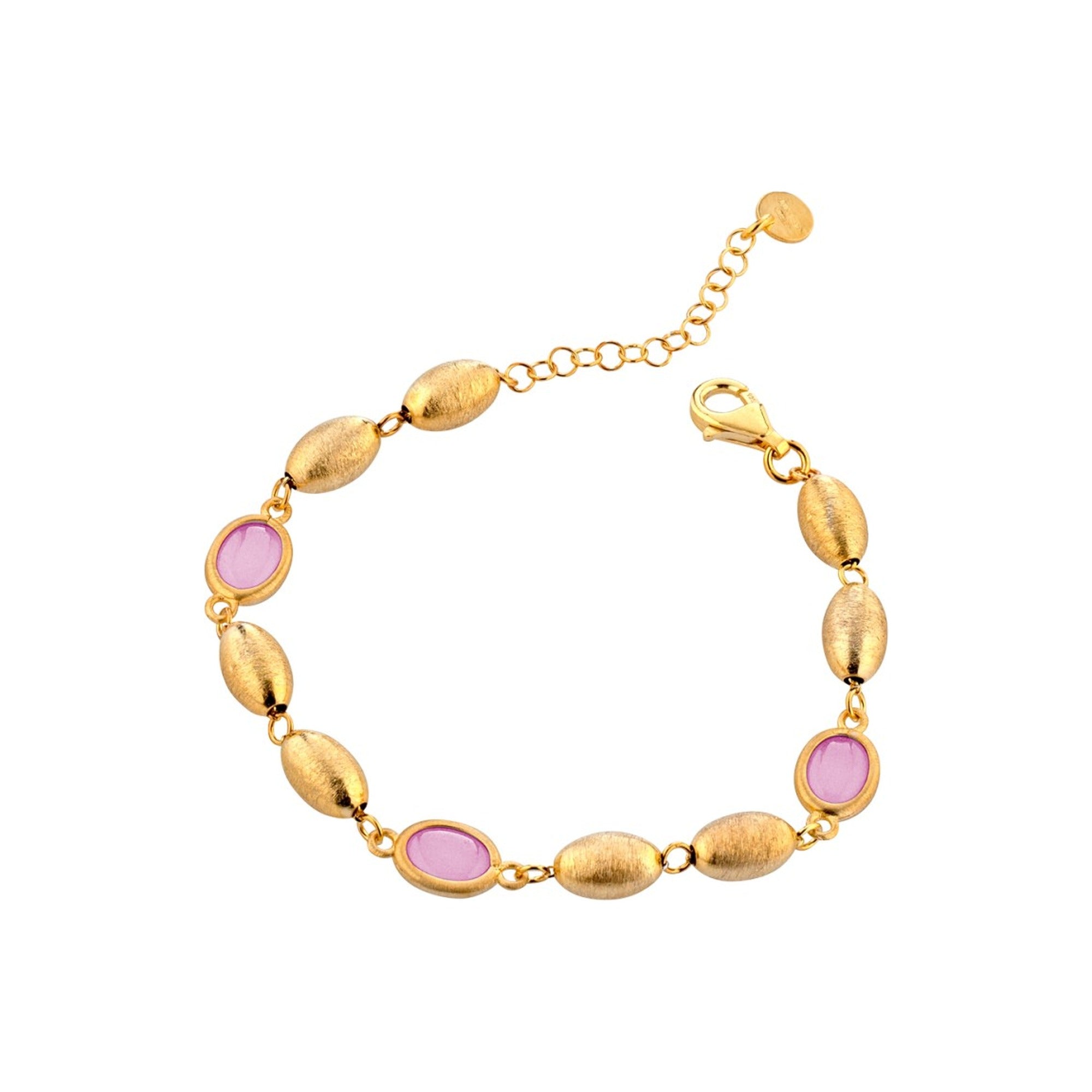 Marcello Pane Armband vergoldet mit Rosenquarz | 925 Sterling Silber