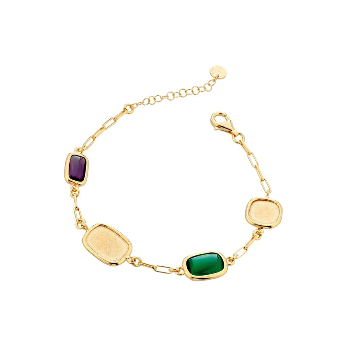 Marcello Pane Armband vergoldet mit farbigen Cabochons | 925 Sterling Silber