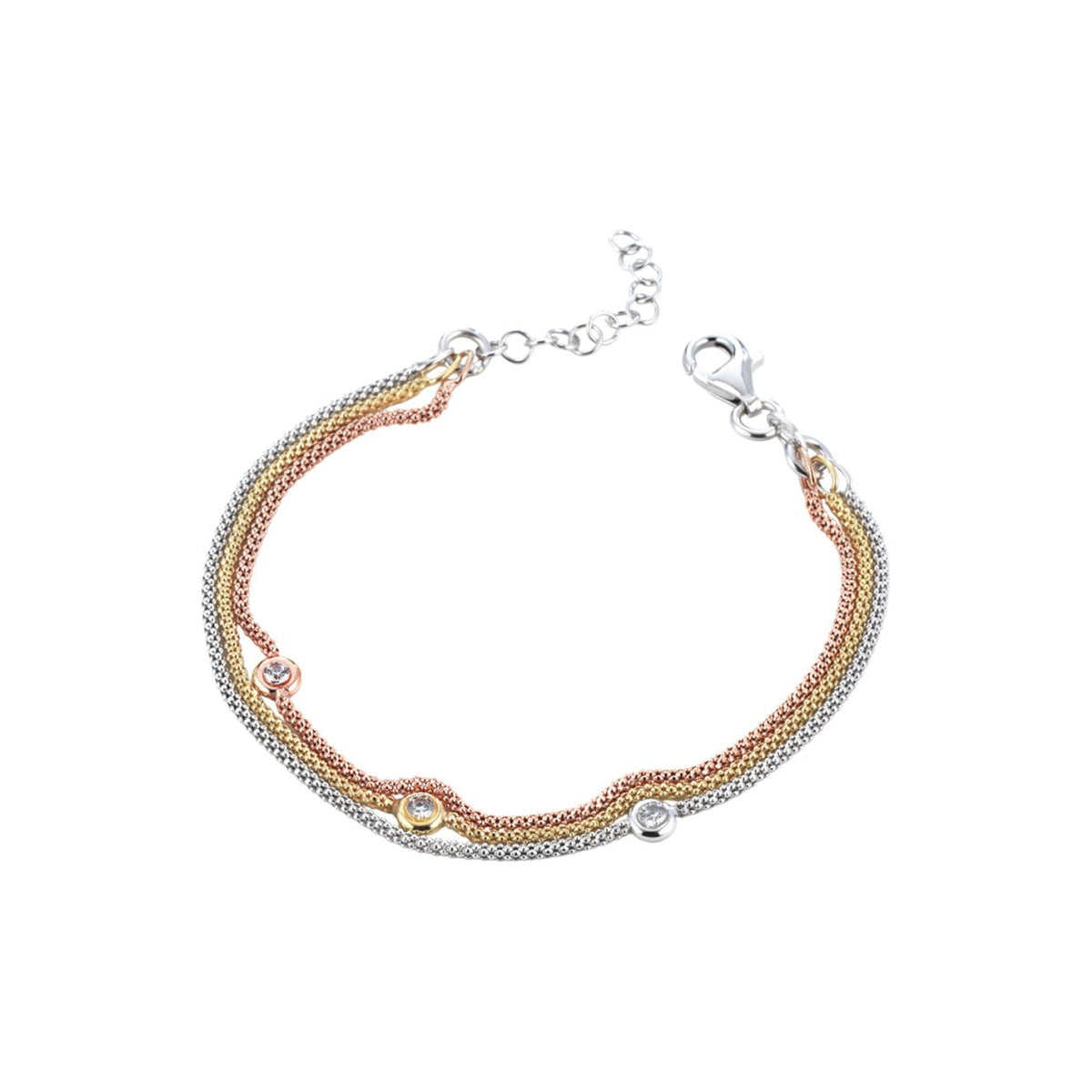 Marcello Pane Armband dreireihig mit Zirkonia | 925 Sterling Silber