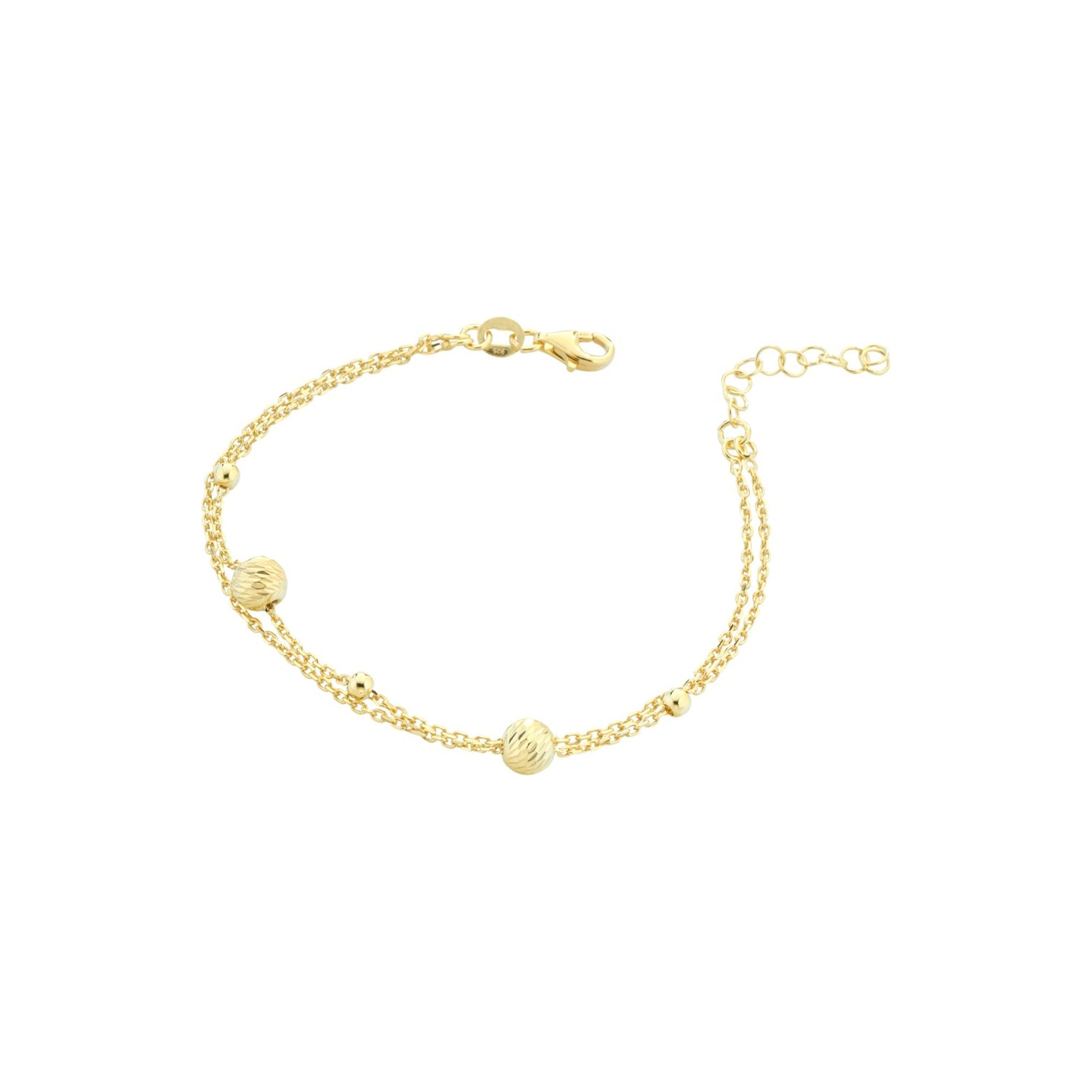 Marcello Pane Armband zweireihig mit Goldkügelchen | 925 Sterling Silber vergoldet