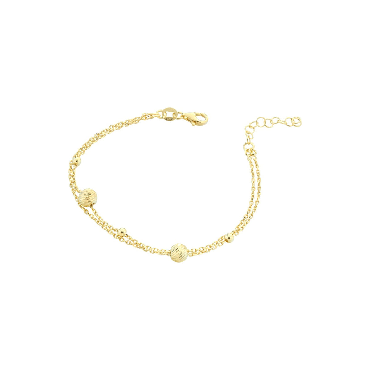 Marcello Pane Armband zweireihig mit Goldkügelchen | 925 Sterling Silber vergoldet
