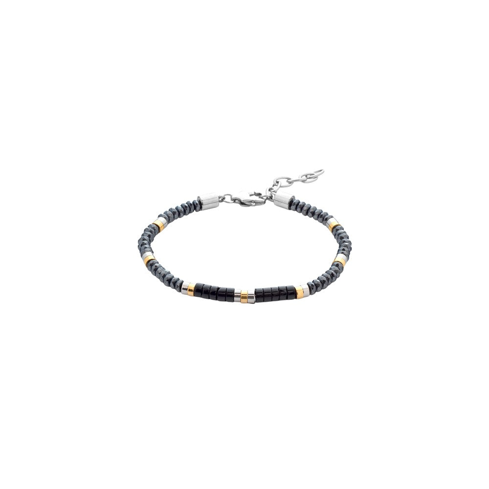 Marcello Pane Armband Hämatit mit Goldakzenten | Edelstahl