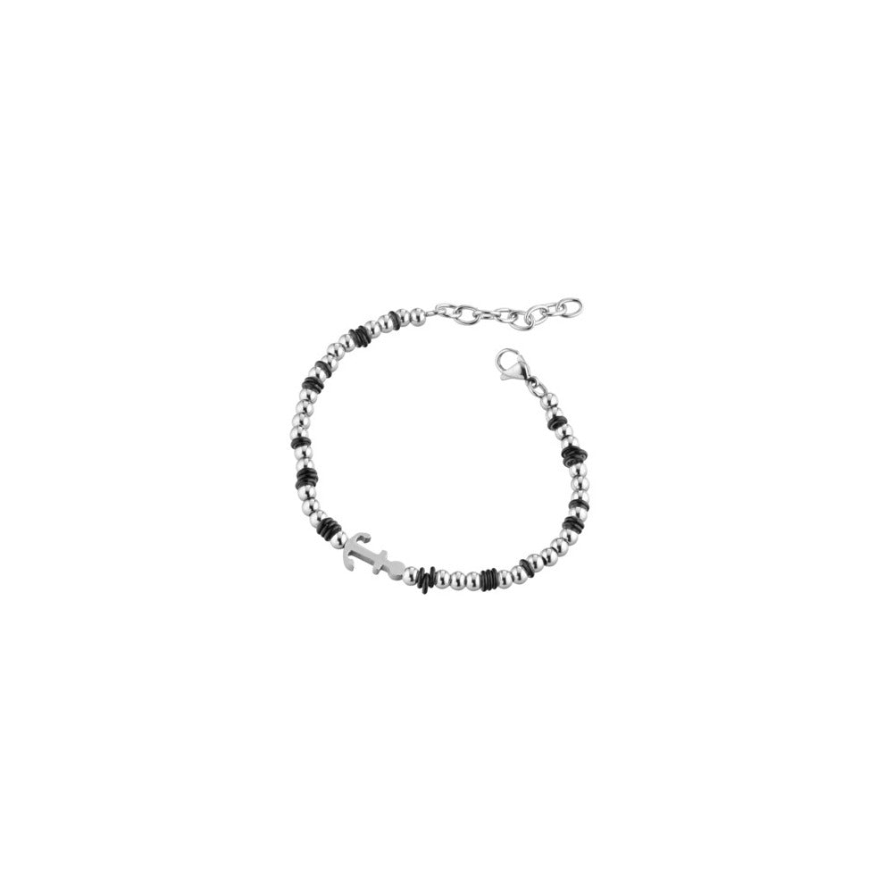 Marcello Pane Armband Anker mit schwarzen Scheiben | Edelstahl