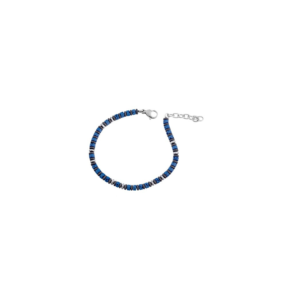 Marcello Pane Armband blaue Scheiben mit Hämatit | Edelstahl